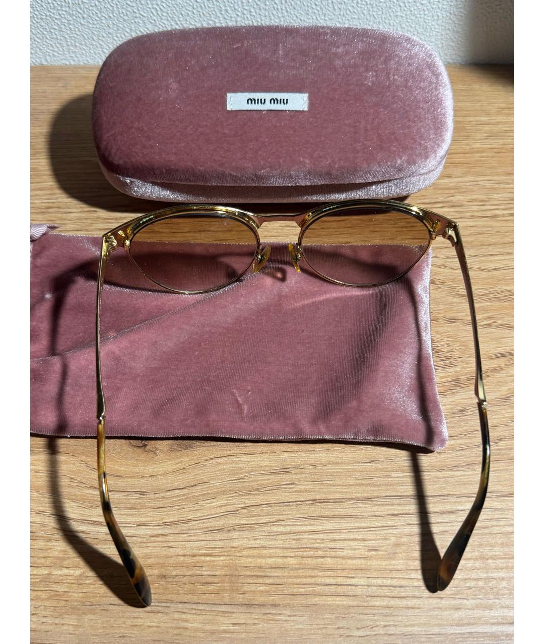 MIU MIU Золотые металлические солнцезащитные очки, фото 3