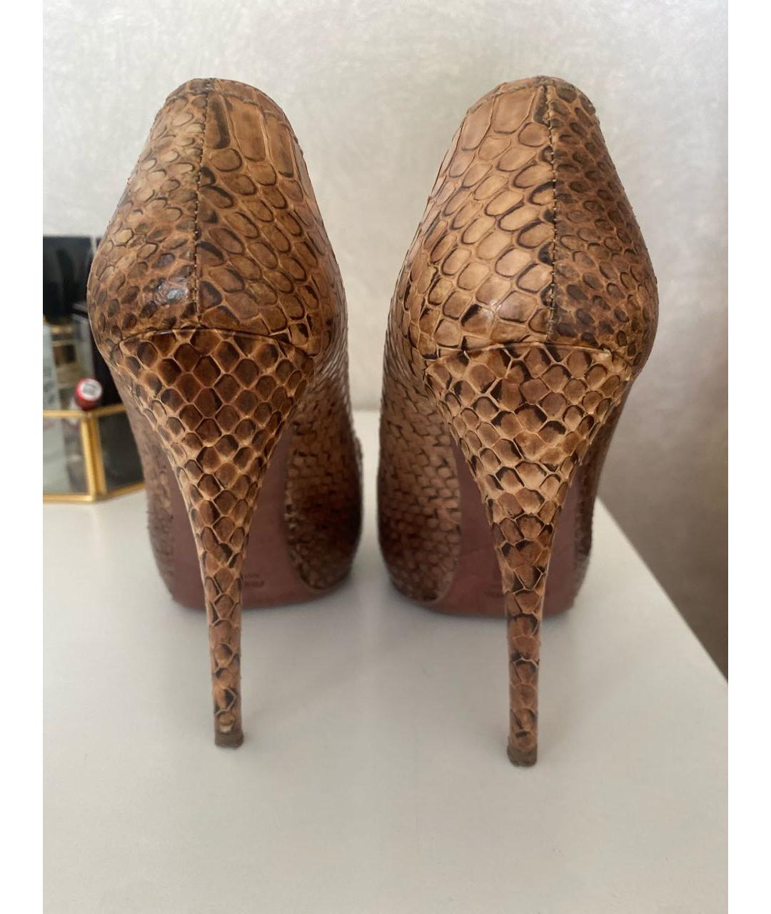 MIU MIU Коричневые босоножки из экзотической кожи, фото 4