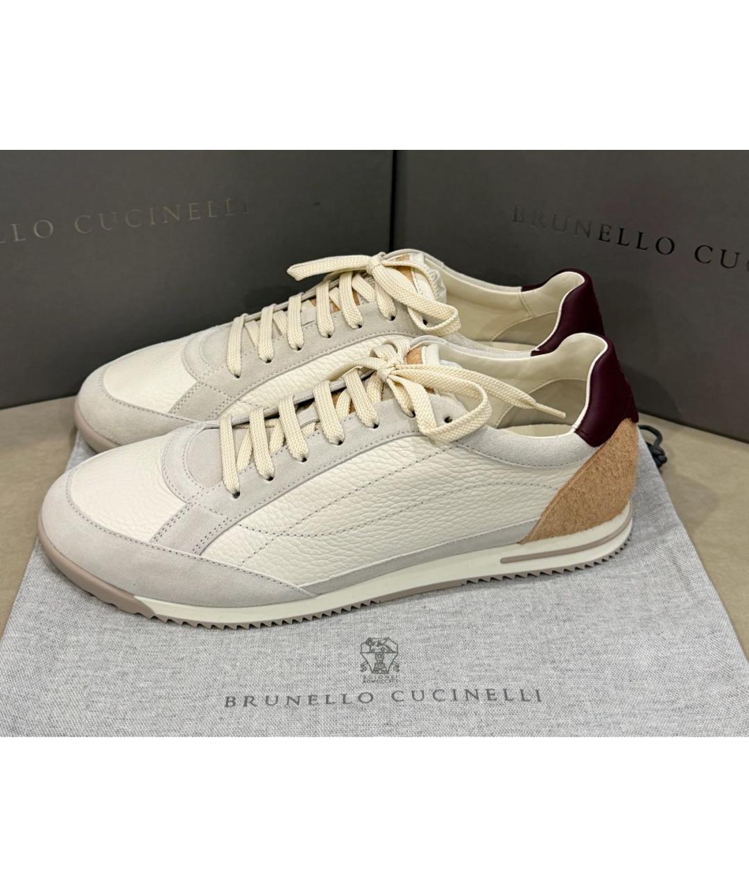 BRUNELLO CUCINELLI Белые кожаные низкие кроссовки / кеды, фото 6