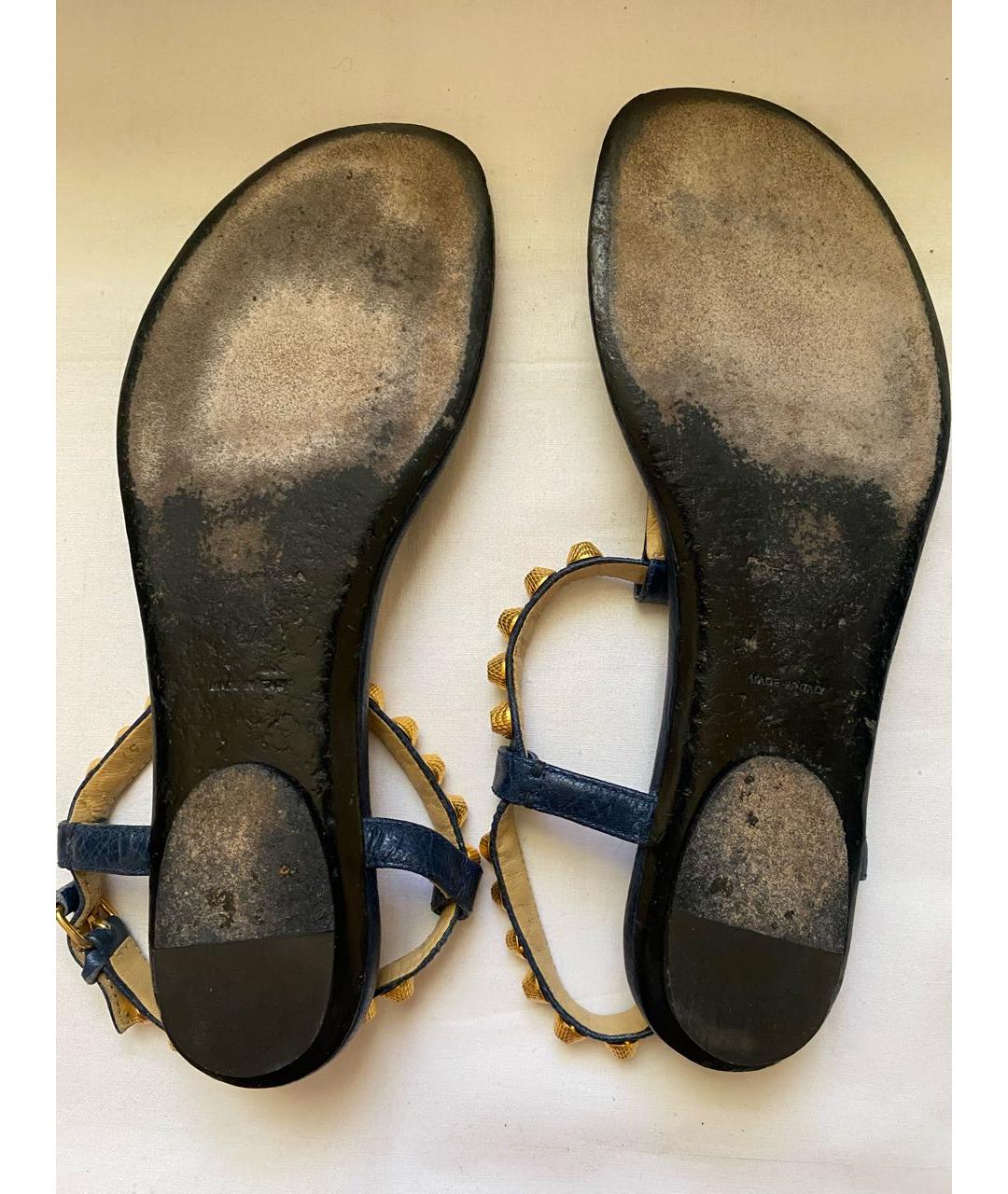 BALENCIAGA Темно-синие кожаные сандалии, фото 7