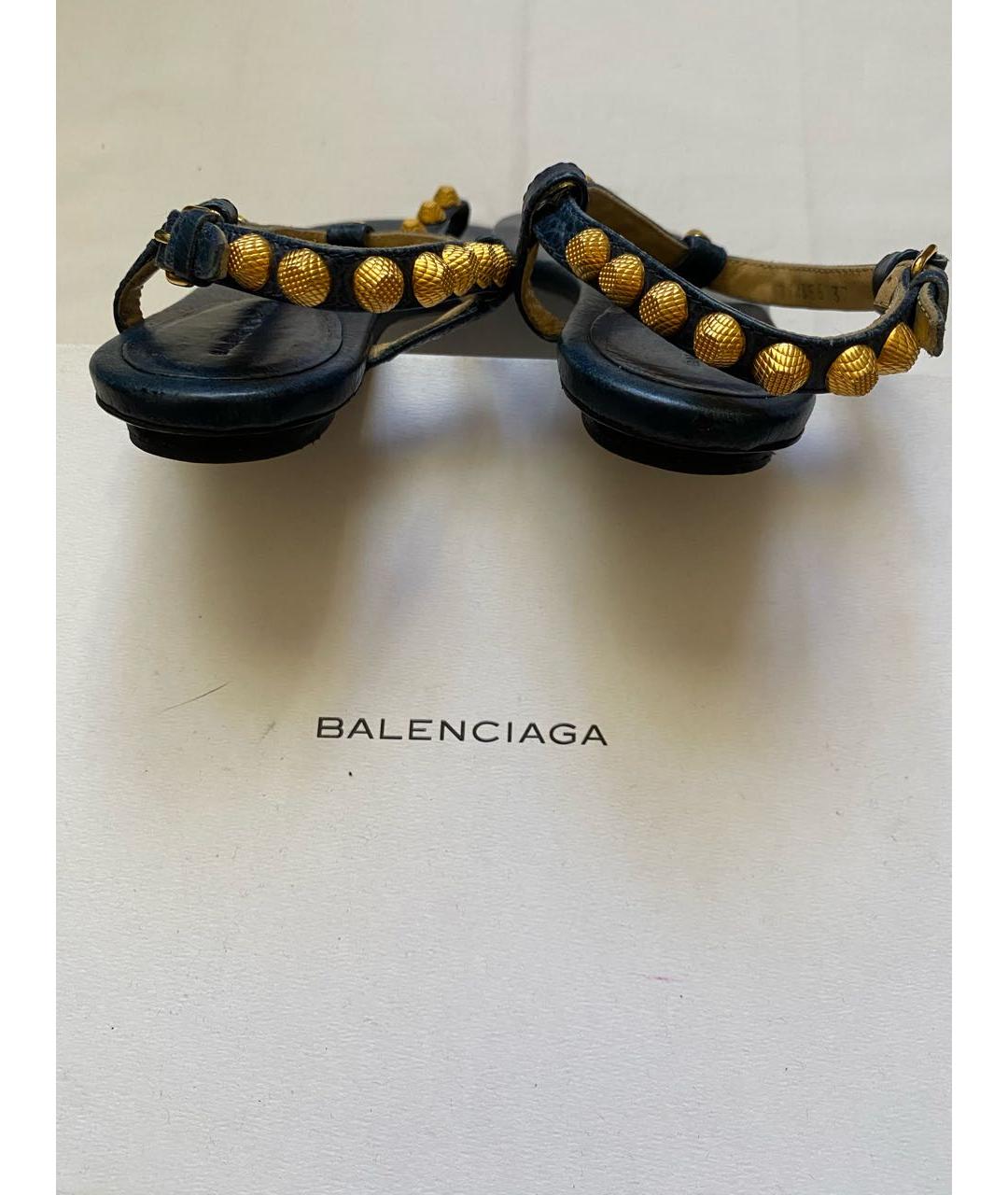 BALENCIAGA Темно-синие кожаные сандалии, фото 4