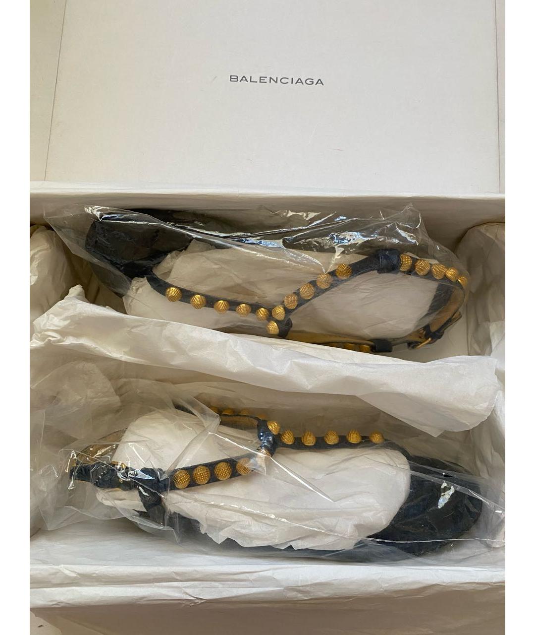 BALENCIAGA Темно-синие кожаные сандалии, фото 5
