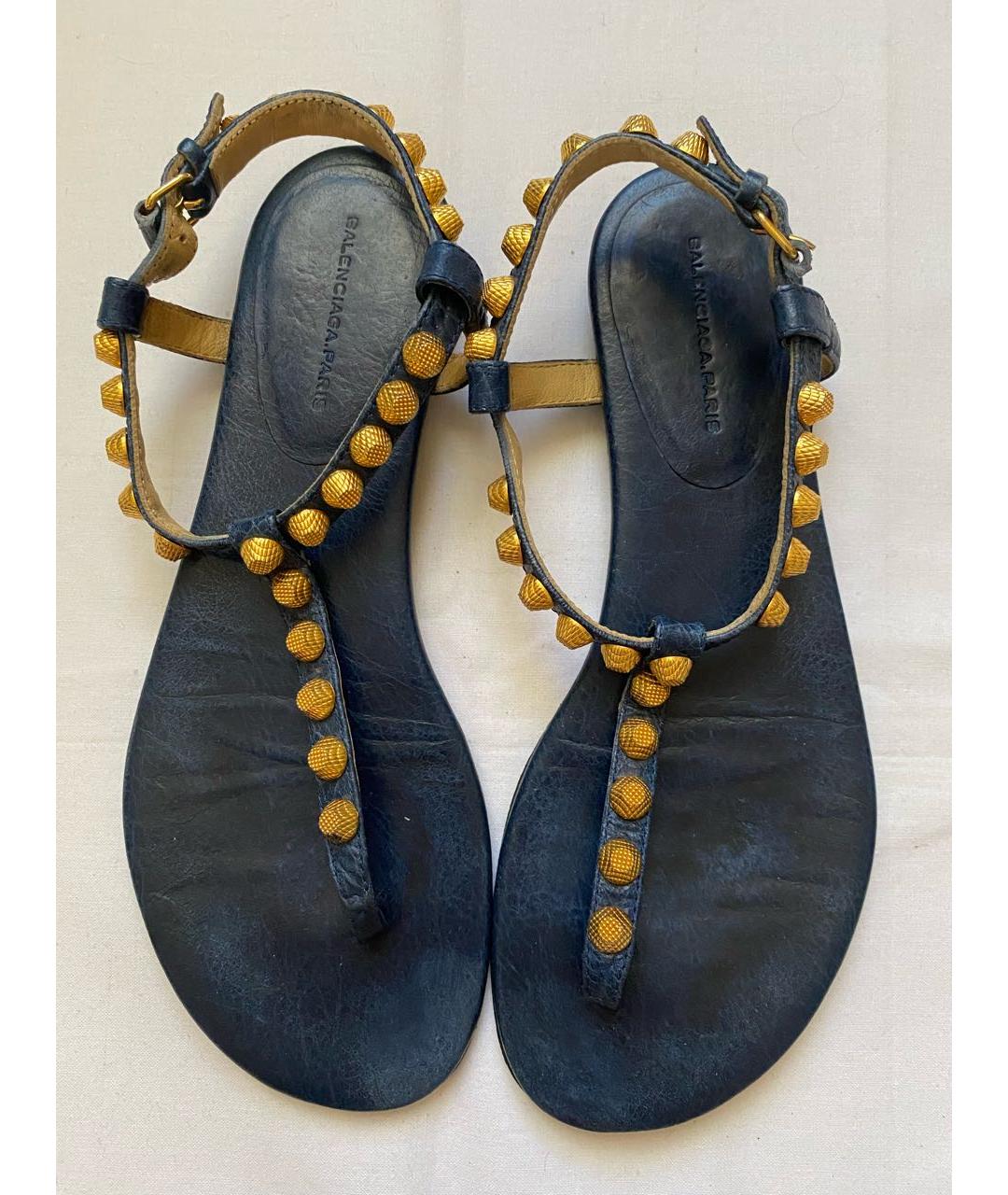BALENCIAGA Темно-синие кожаные сандалии, фото 2