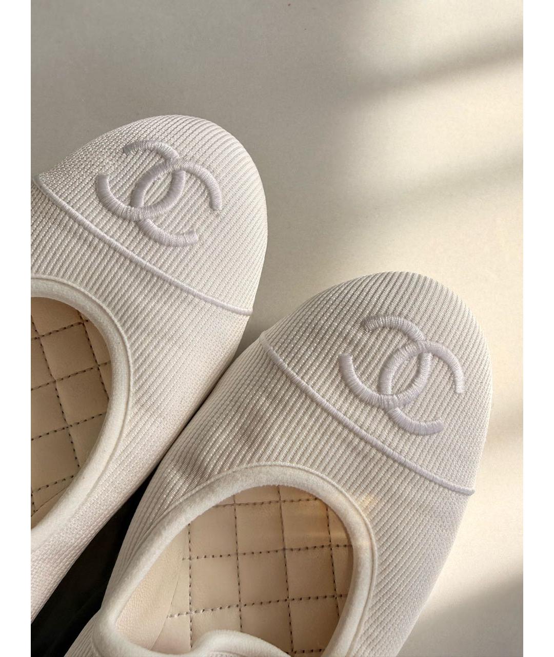 CHANEL Белые текстильные балетки, фото 7