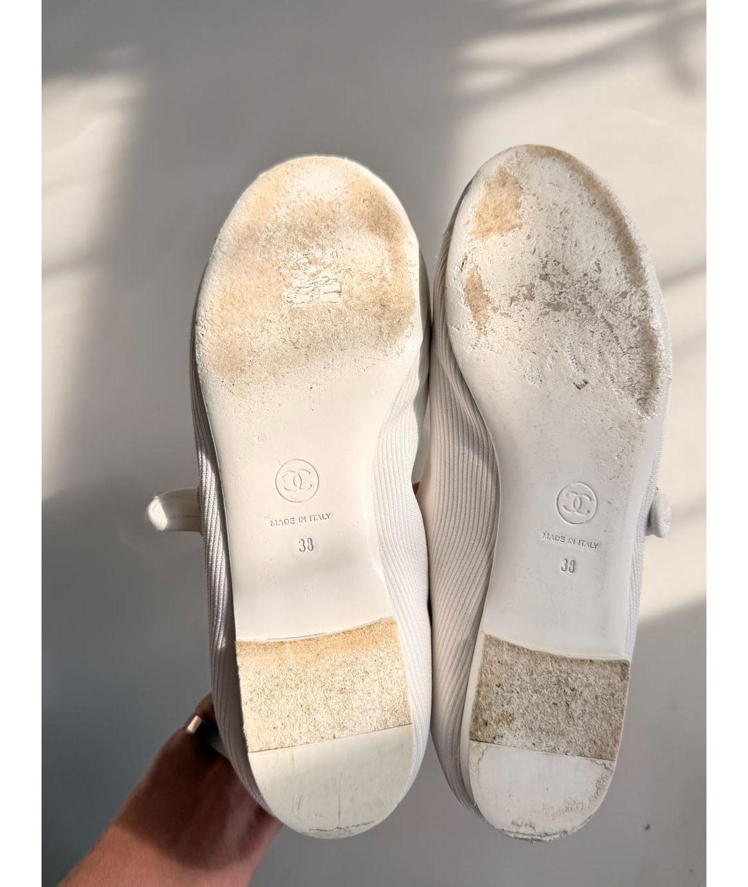 CHANEL Белые текстильные балетки, фото 4