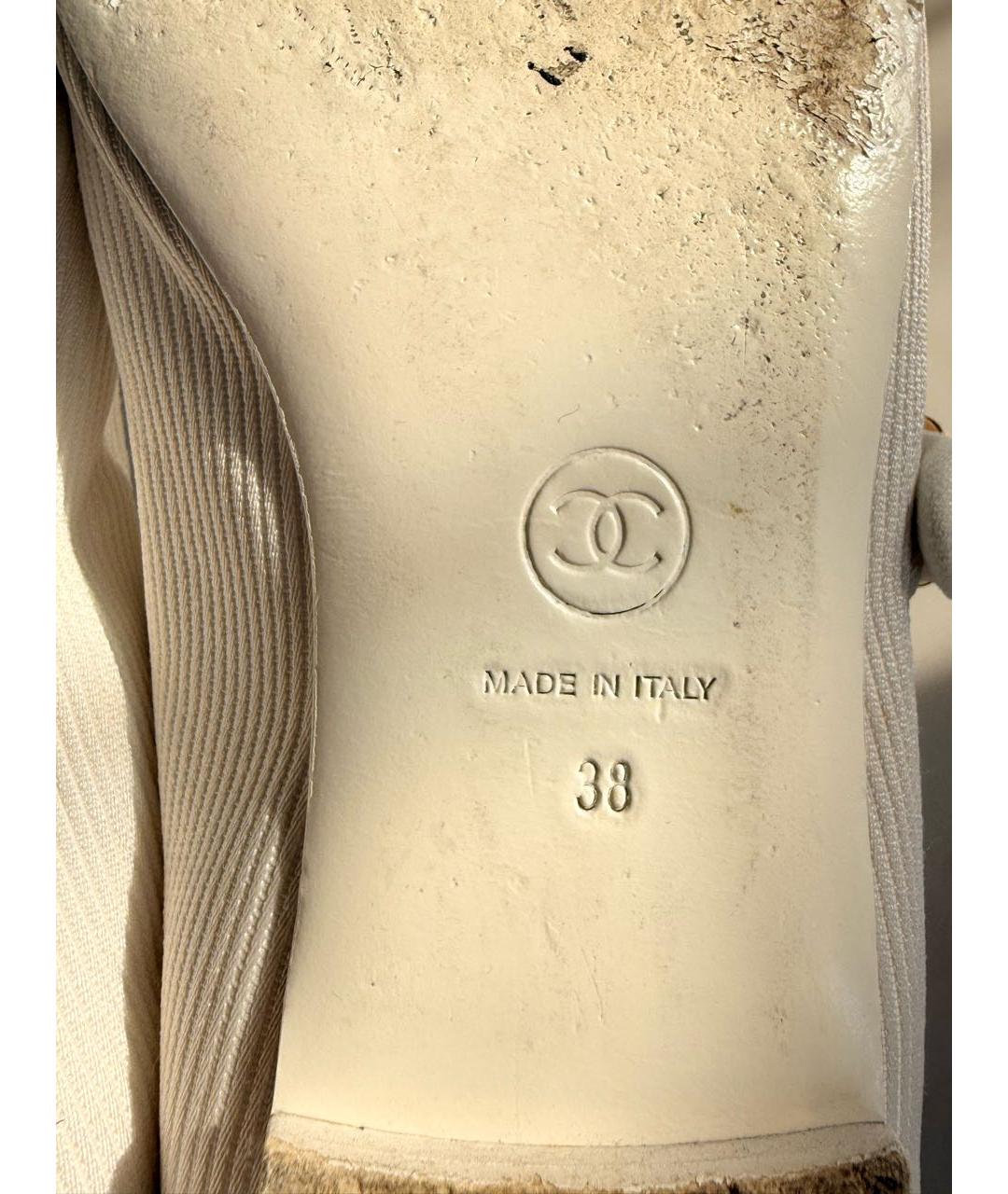 CHANEL Белые текстильные балетки, фото 5