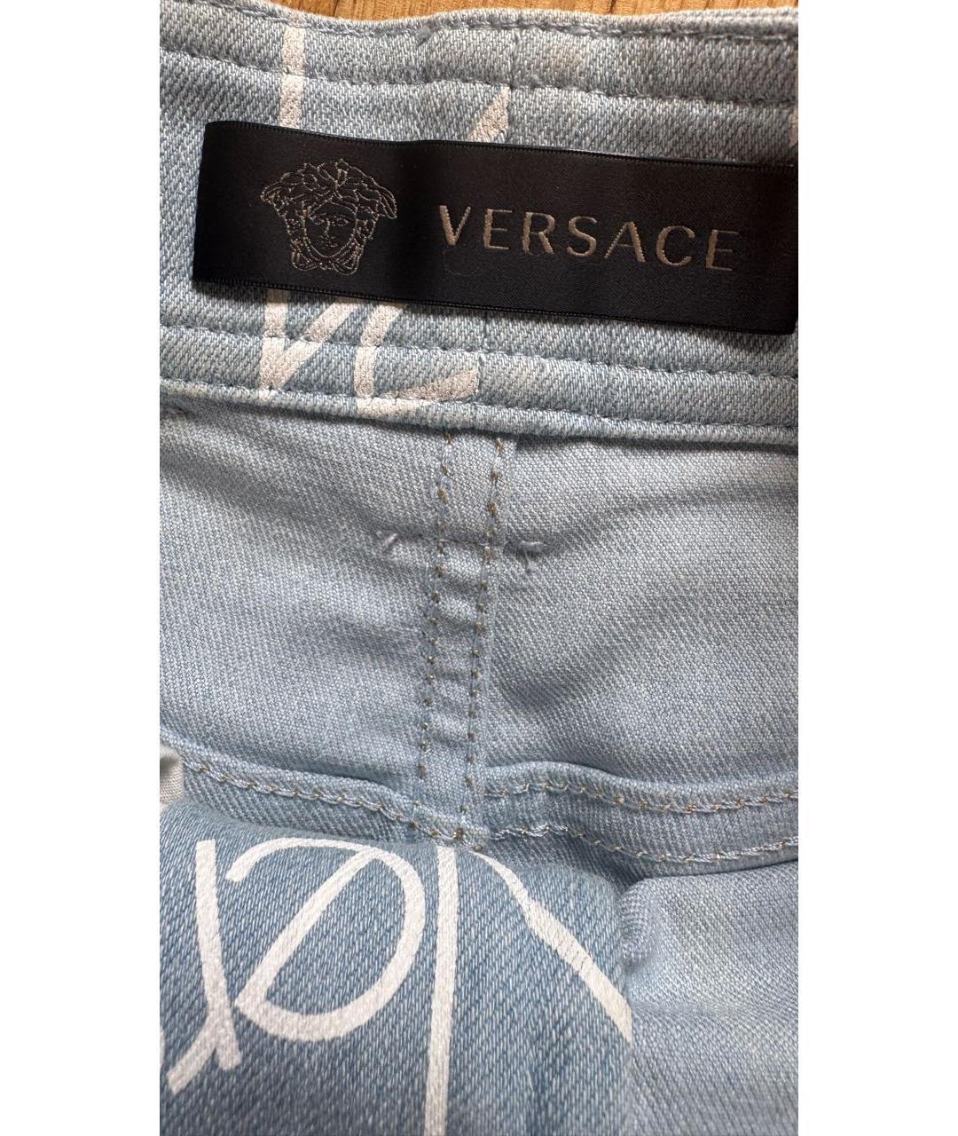 VERSACE Голубая деним юбка миди, фото 7