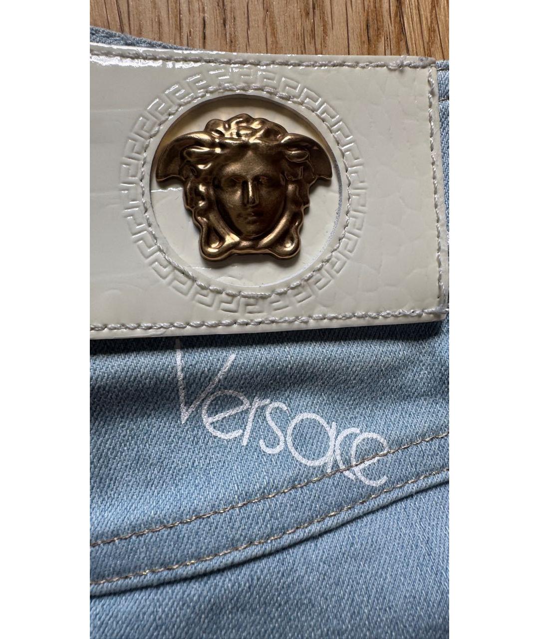 VERSACE Голубая деним юбка миди, фото 4