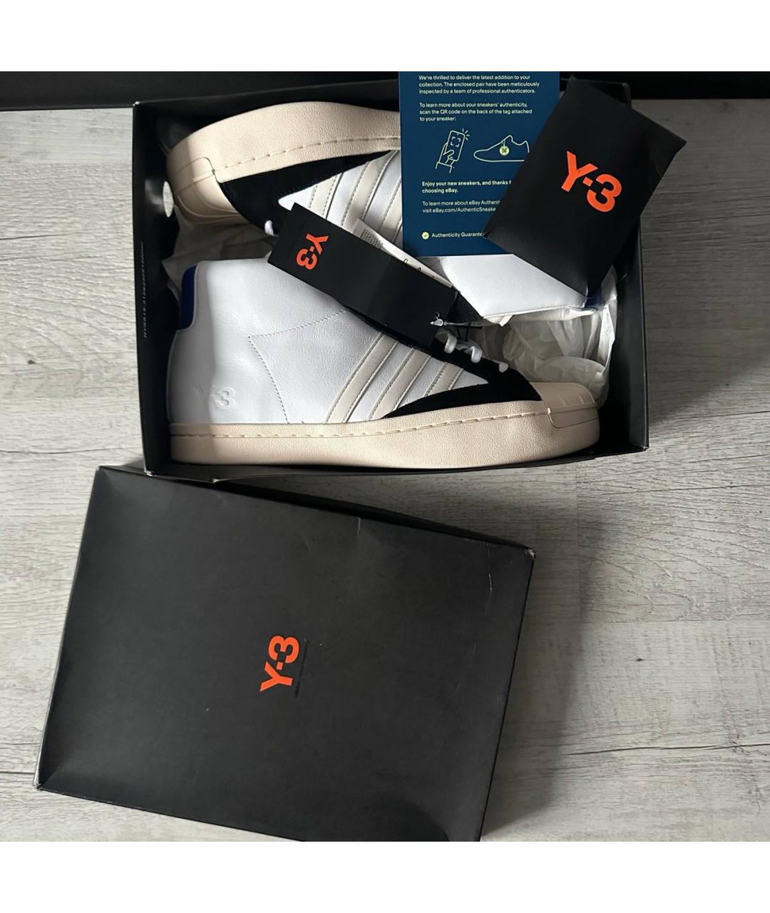Y-3 Белые кожаные высокие кроссовки / кеды, фото 8