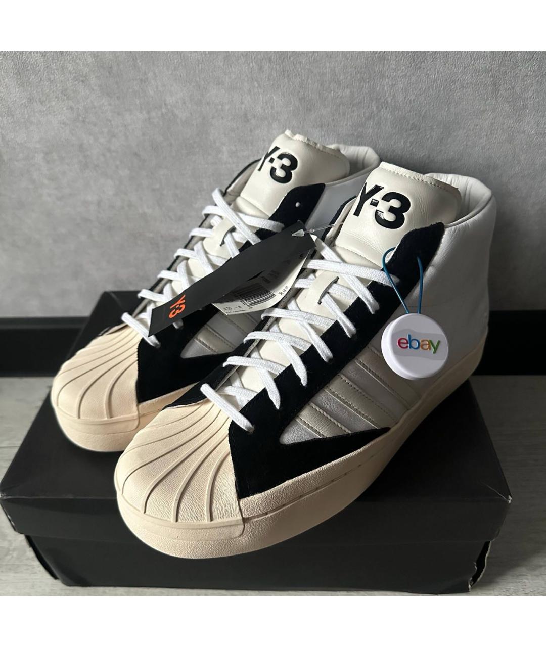 Y-3 Белые кожаные высокие кроссовки / кеды, фото 3