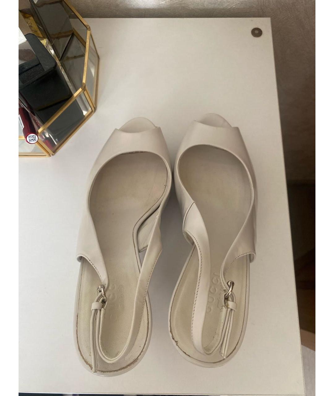 GUCCI Белые кожаные босоножки, фото 3