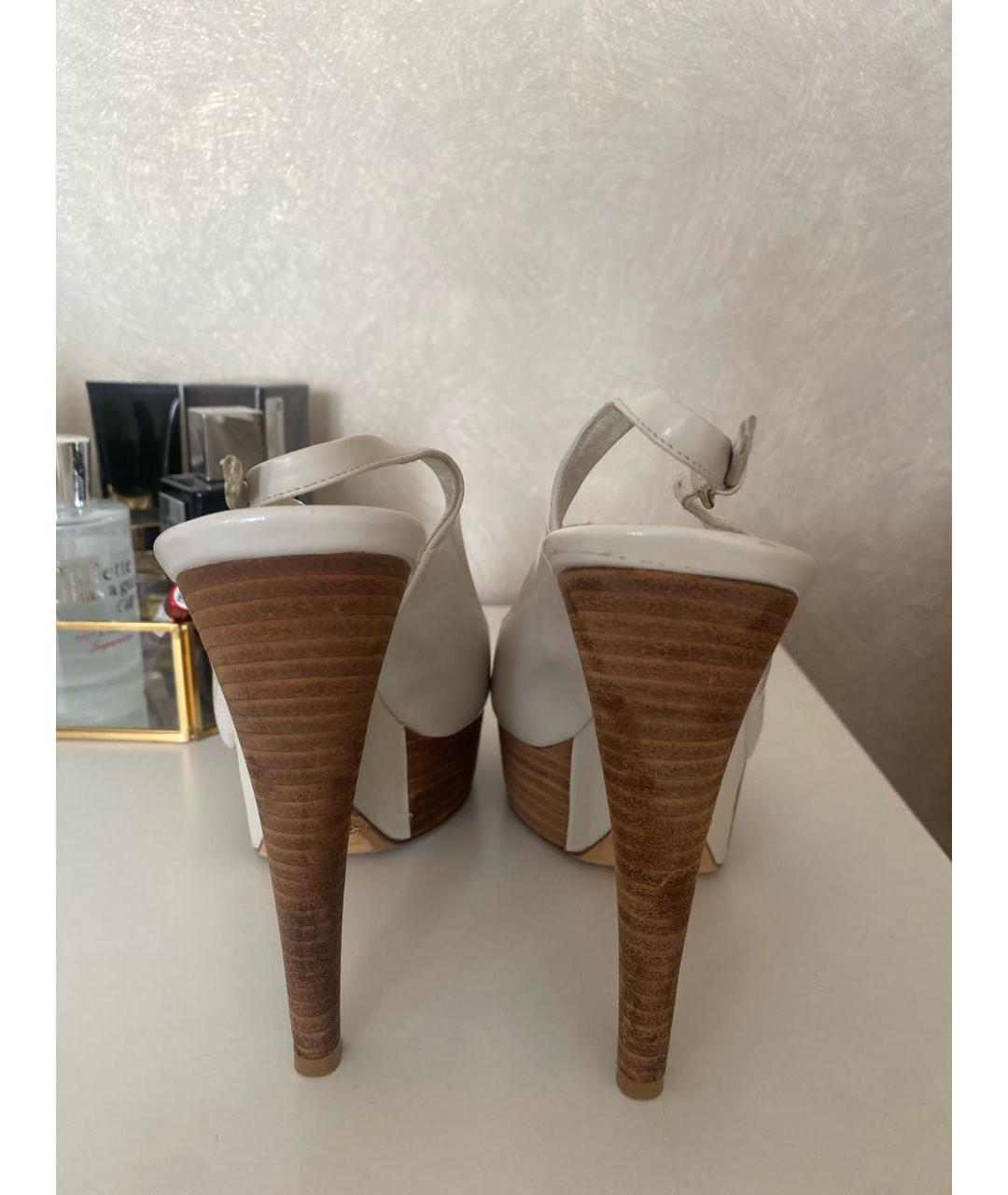 GUCCI Белые кожаные босоножки, фото 4