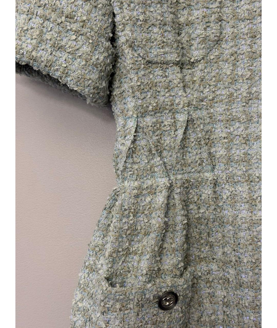 CHANEL Бирюзовое твидовое повседневное платье, фото 6