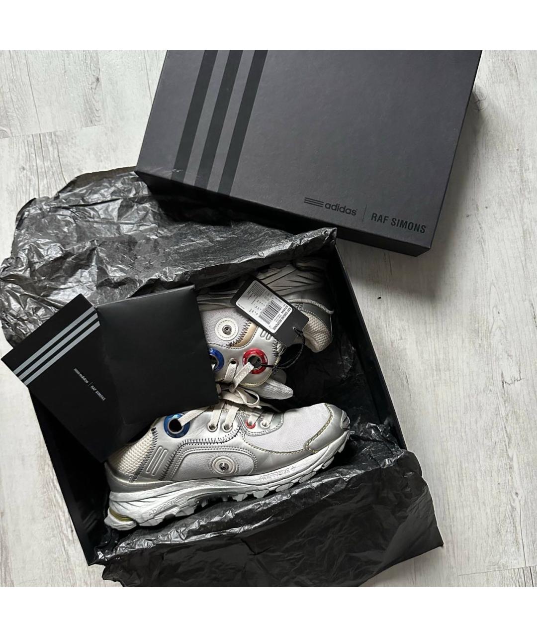 ADIDAS X RAF SIMONS Серебряные текстильные низкие кроссовки / кеды, фото 7