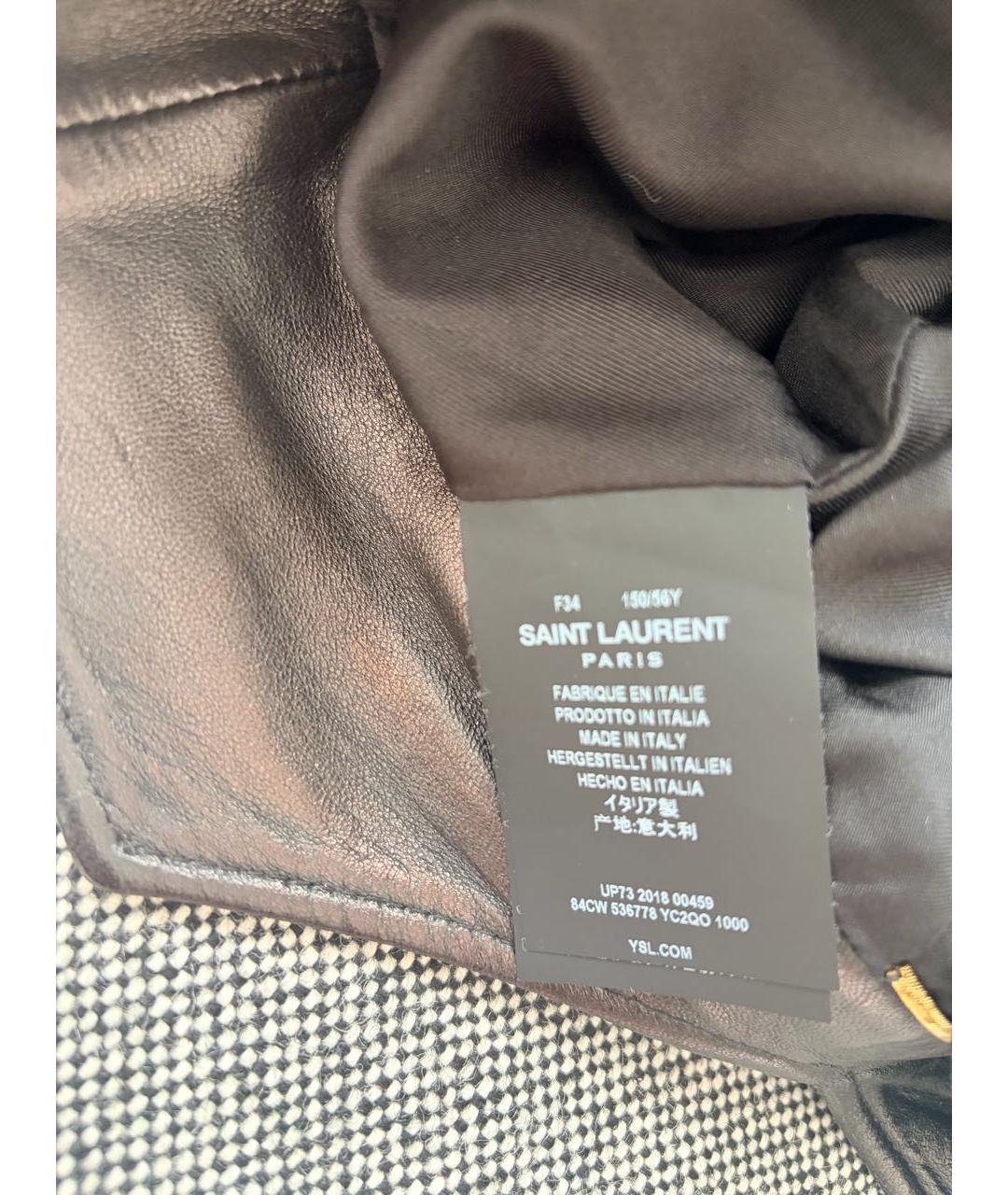 SAINT LAURENT Черная кожаная юбка мини, фото 4