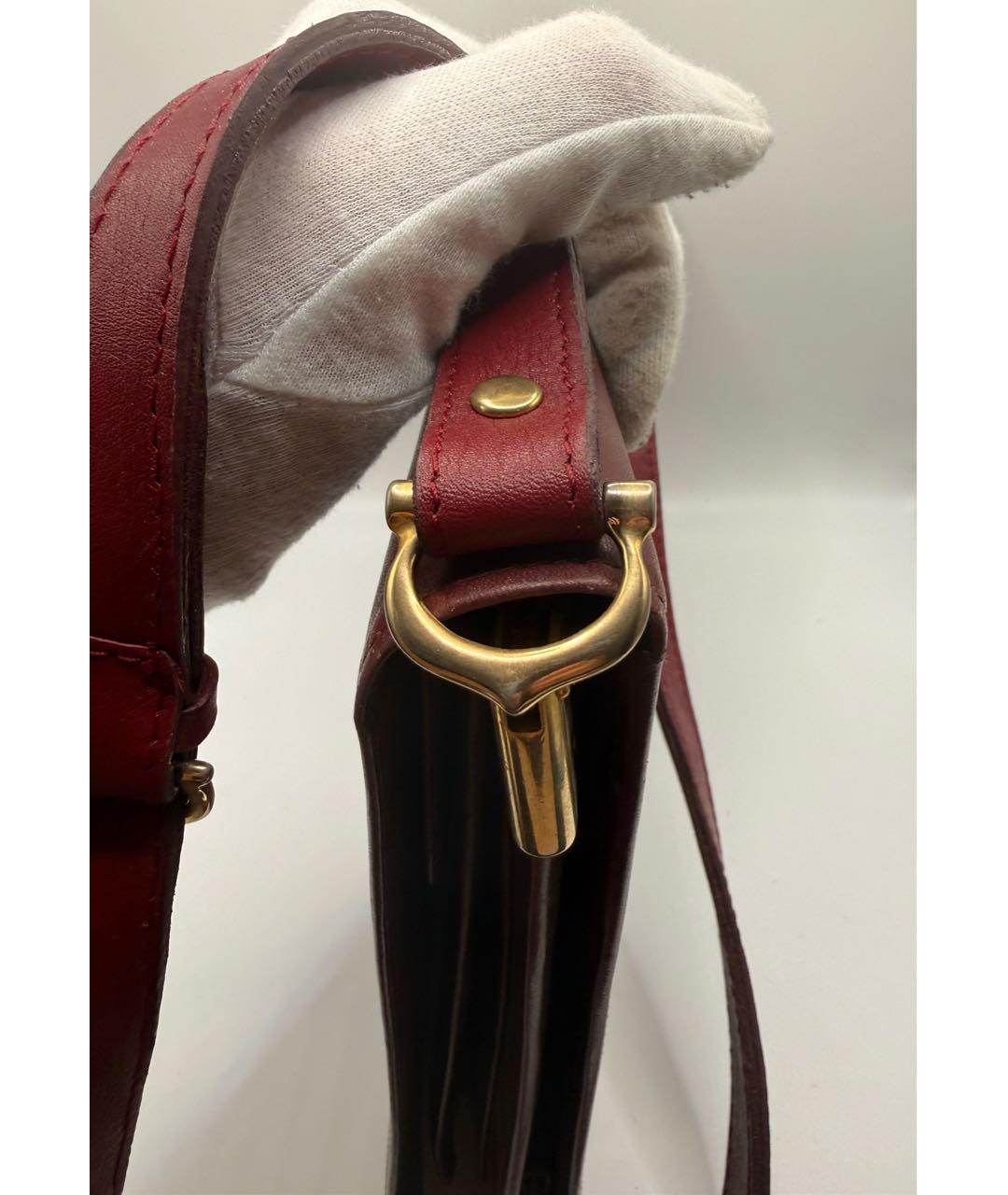 CARTIER Бордовая кожаная сумка на плечо, фото 3