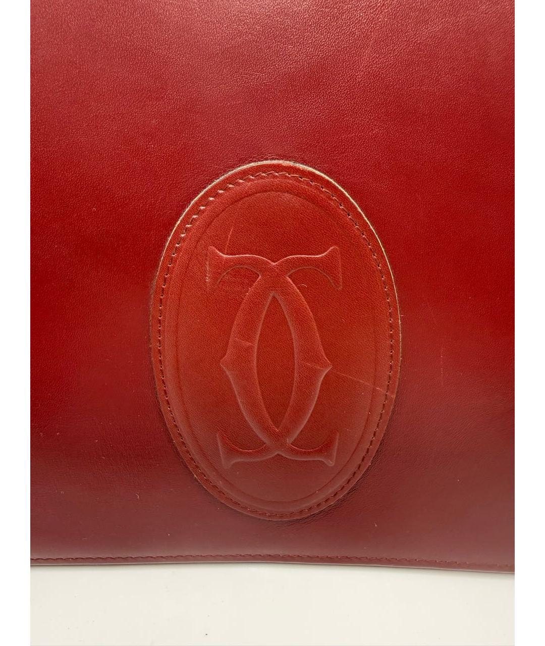 CARTIER Бордовая кожаная сумка на плечо, фото 2