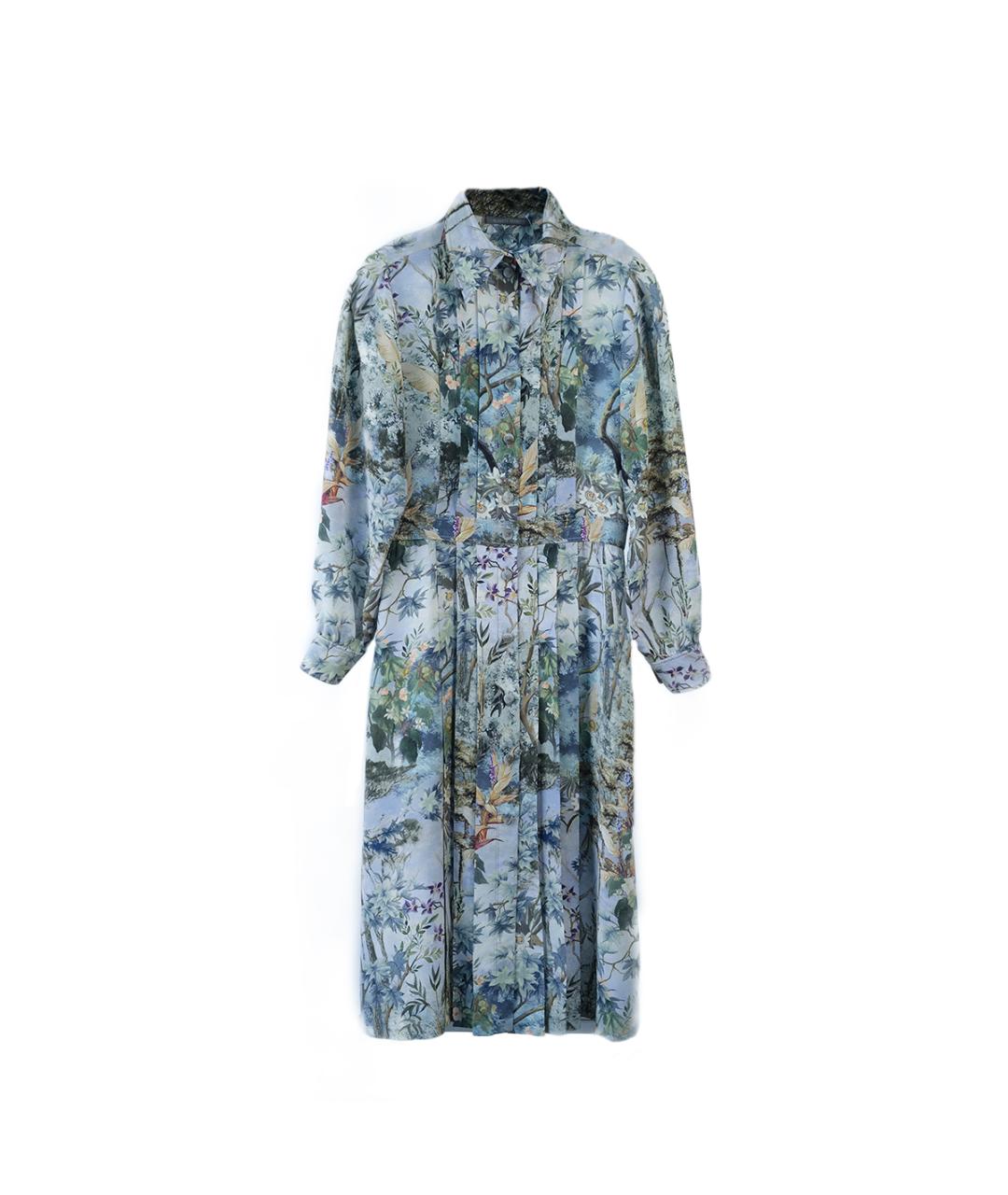 ALBERTA FERRETTI Голубое шелковое повседневное платье, фото 6