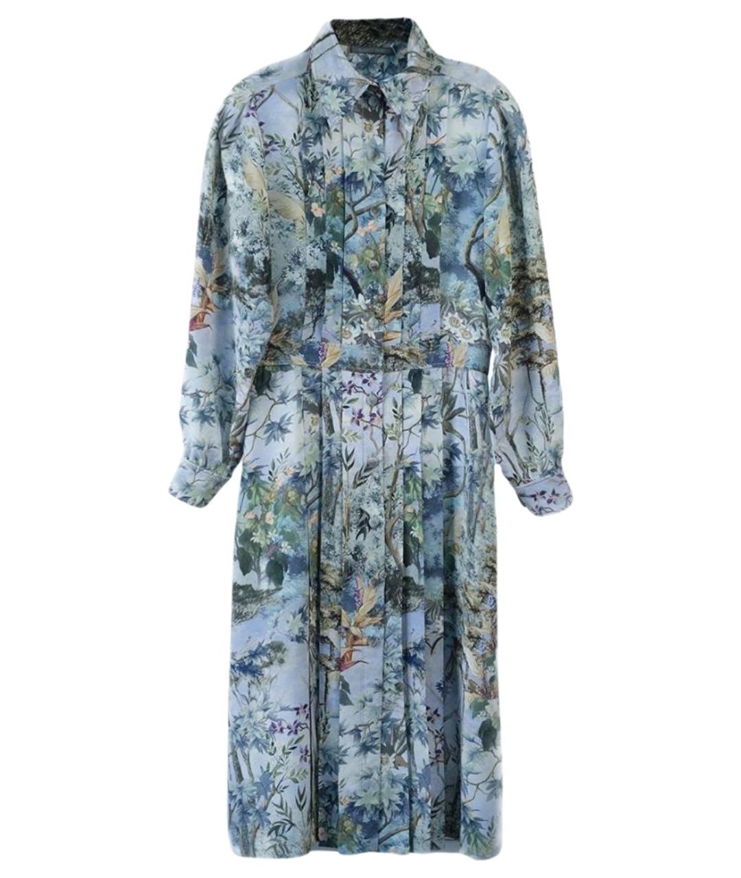 ALBERTA FERRETTI Голубое шелковое повседневное платье, фото 1