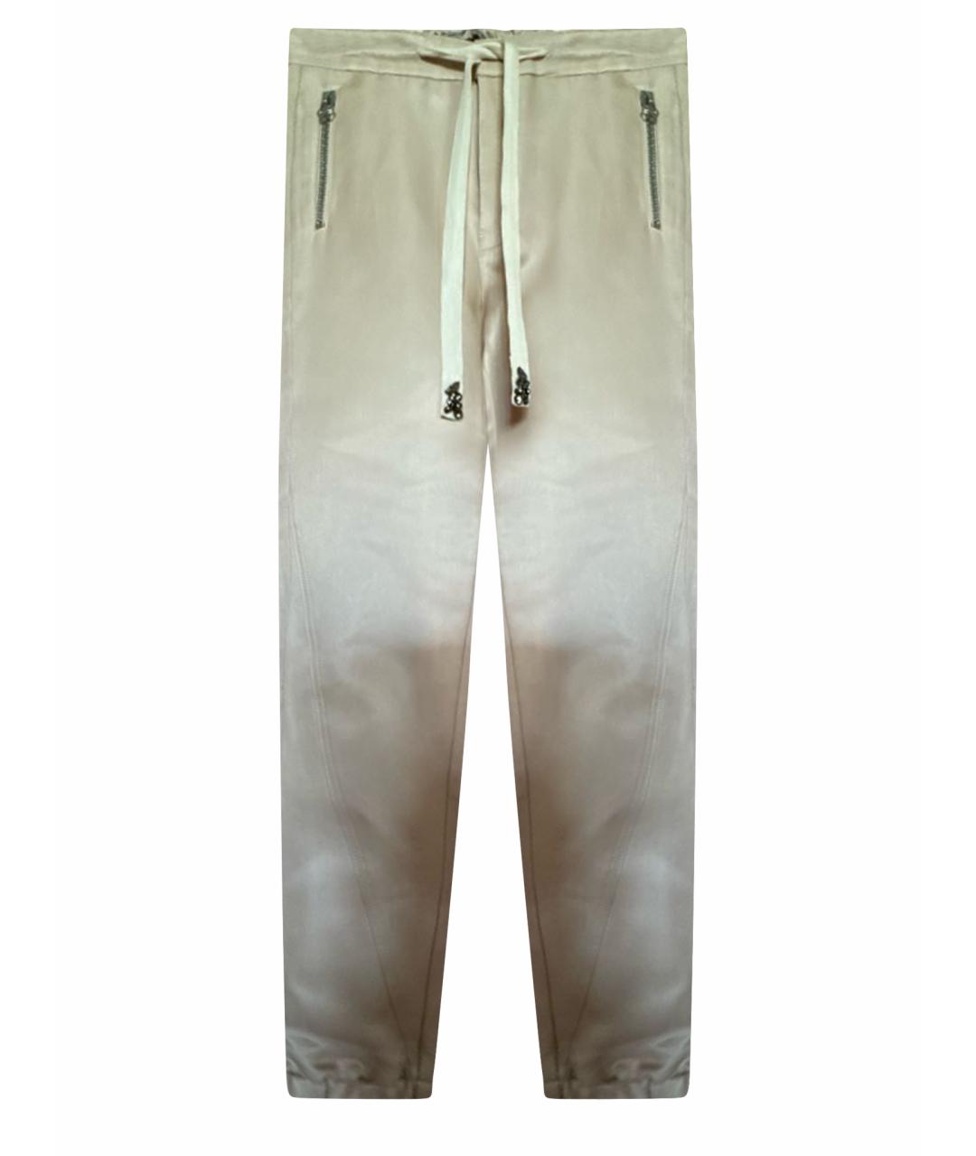 ERMANNO SCERVINO Бежевые шелковые прямые брюки, фото 1