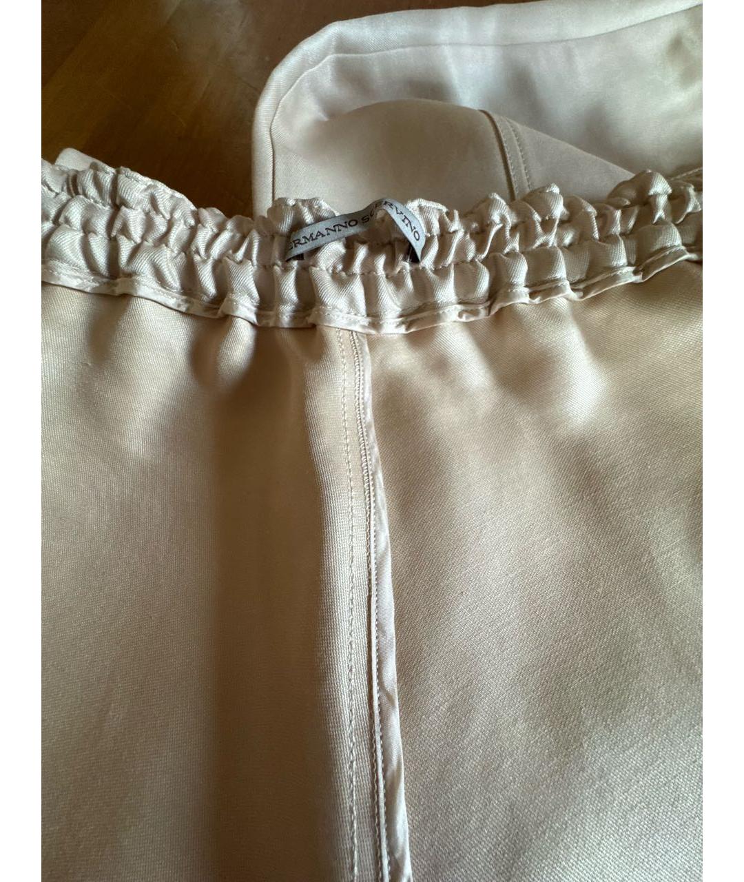 ERMANNO SCERVINO Бежевые шелковые прямые брюки, фото 3
