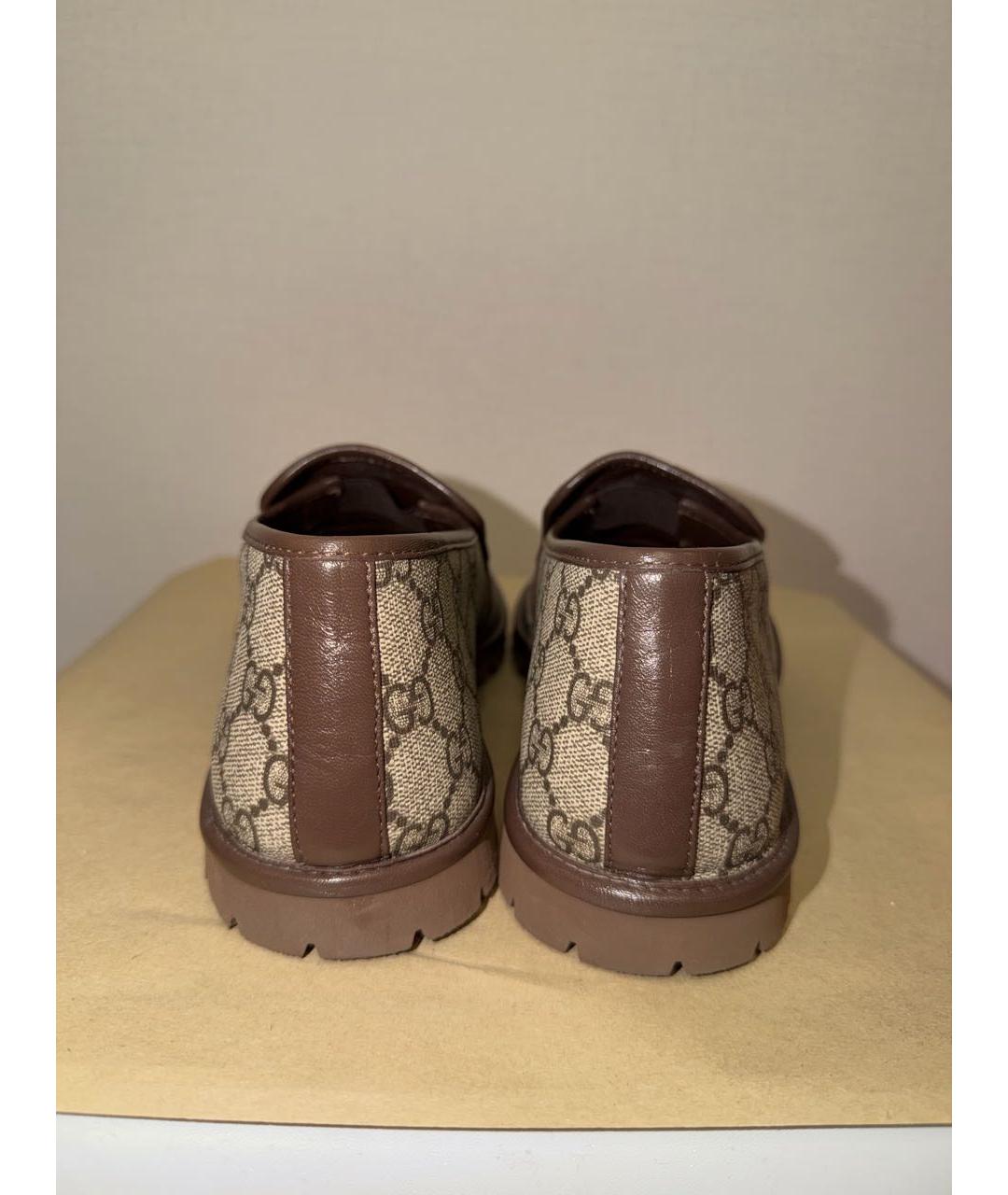 GUCCI Бежевые кожаные лоферы, фото 4