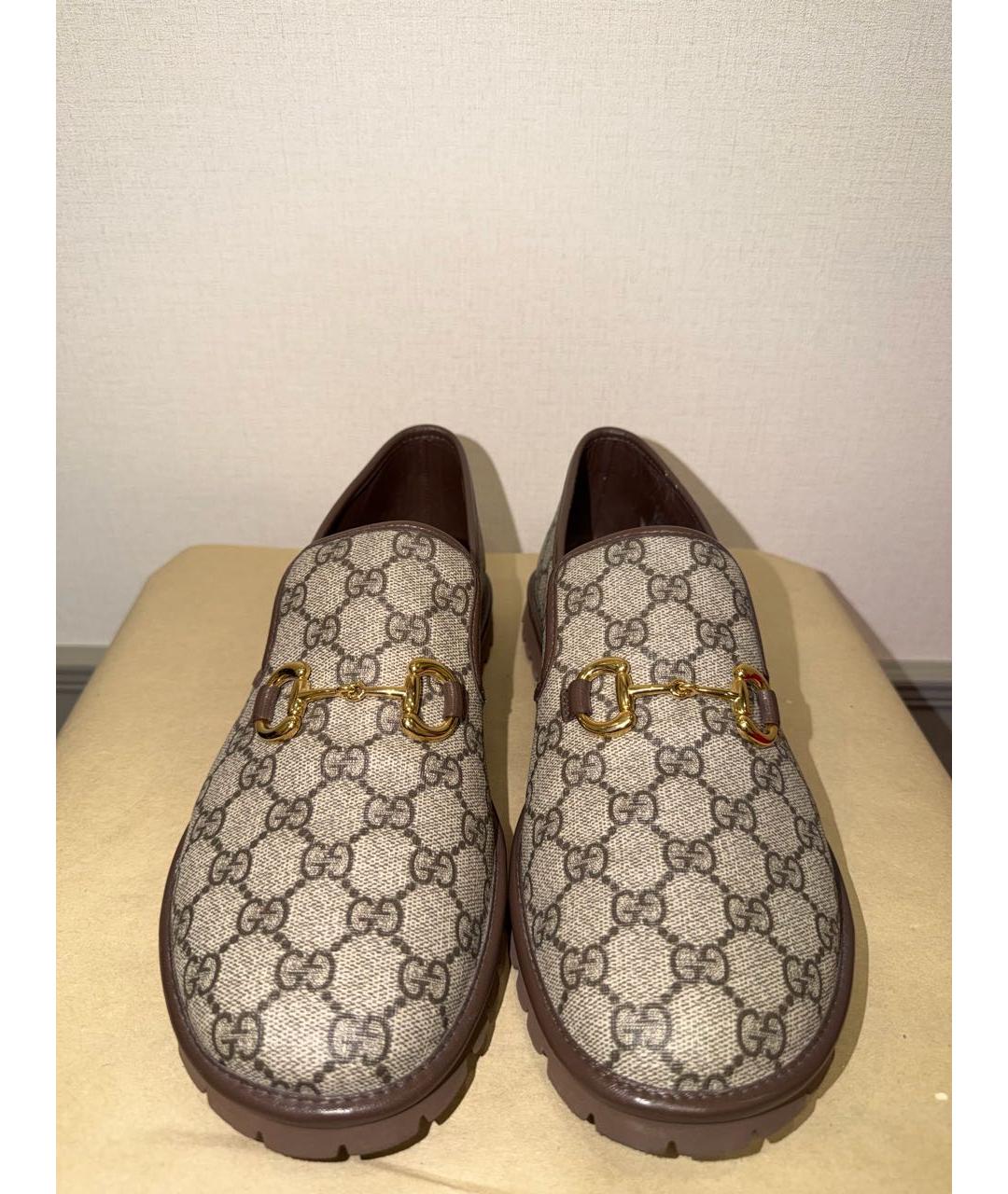 GUCCI Бежевые кожаные лоферы, фото 2
