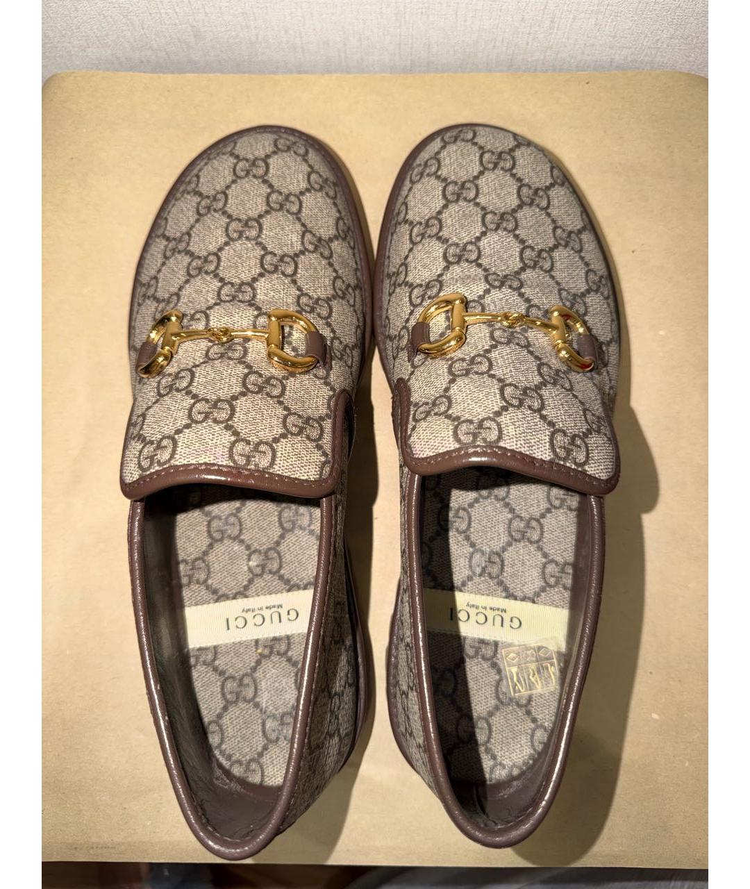 GUCCI Бежевые кожаные лоферы, фото 3
