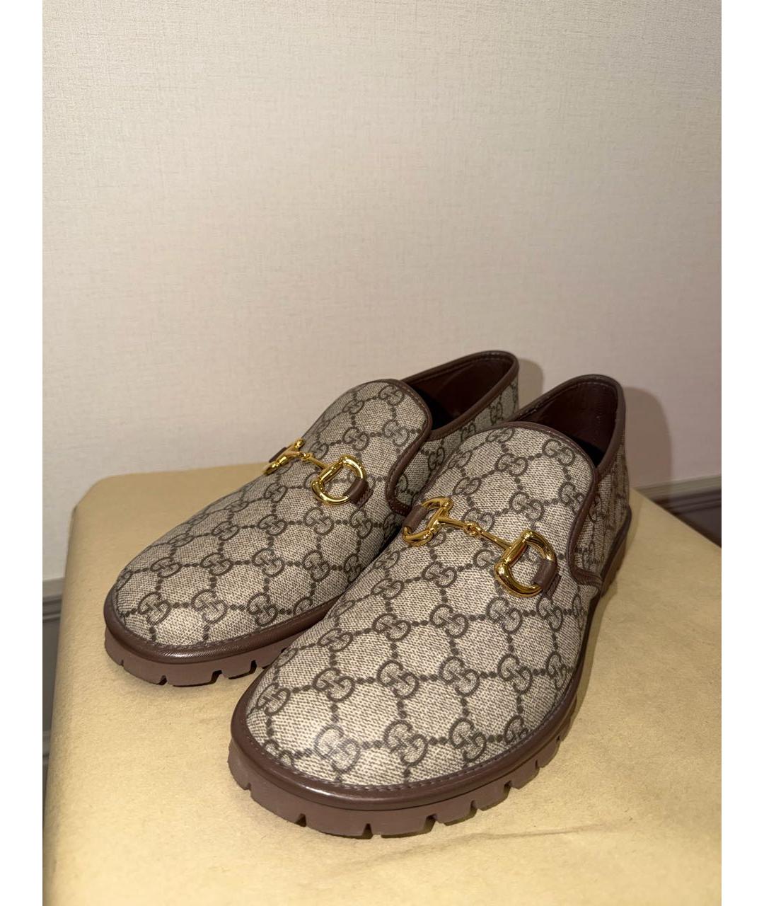 GUCCI Бежевые кожаные лоферы, фото 5