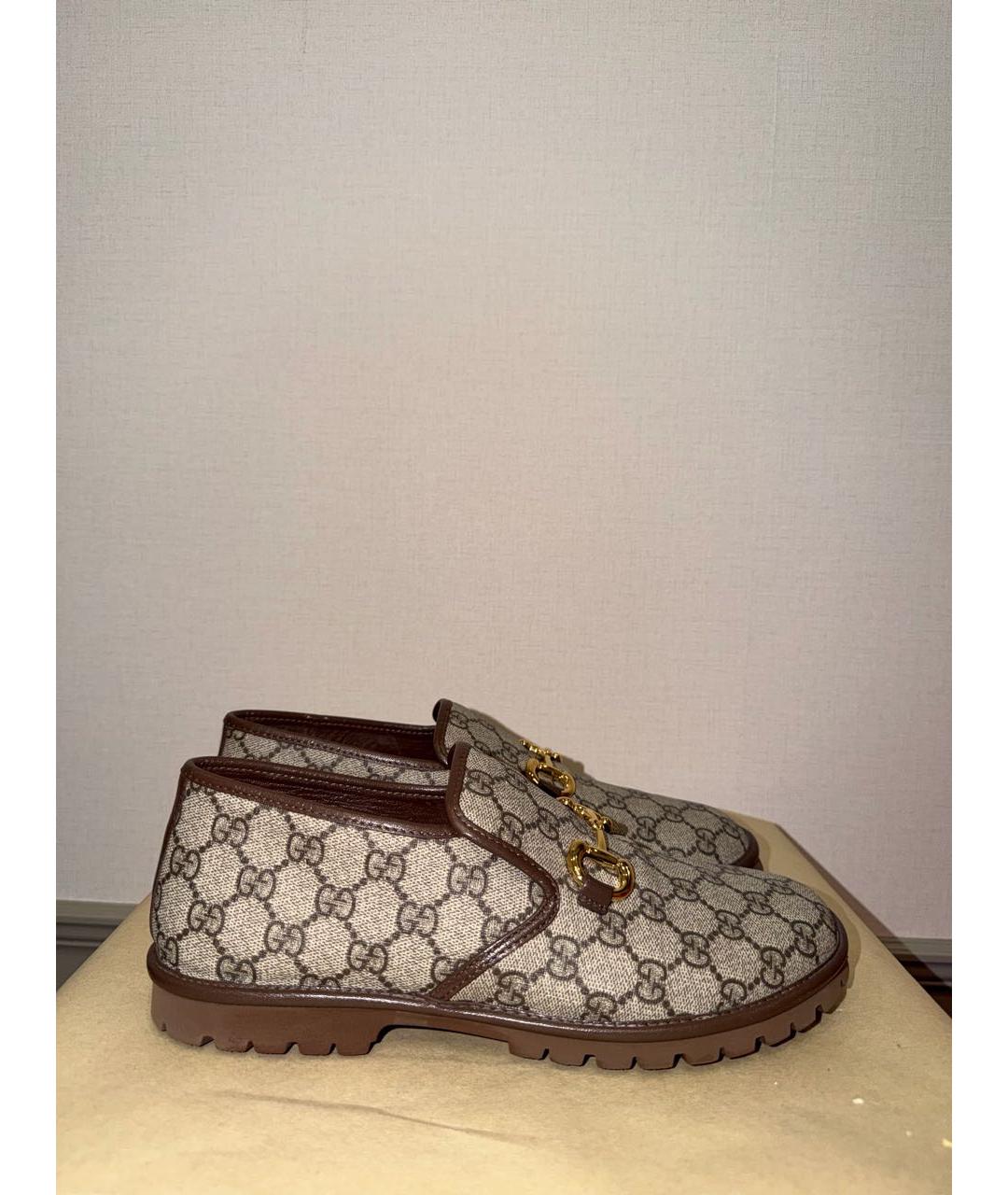 GUCCI Бежевые кожаные лоферы, фото 8