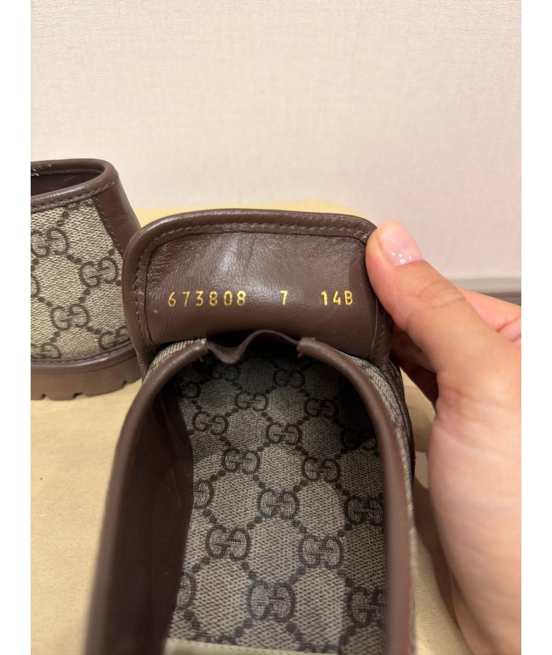 GUCCI Бежевые кожаные лоферы, фото 6