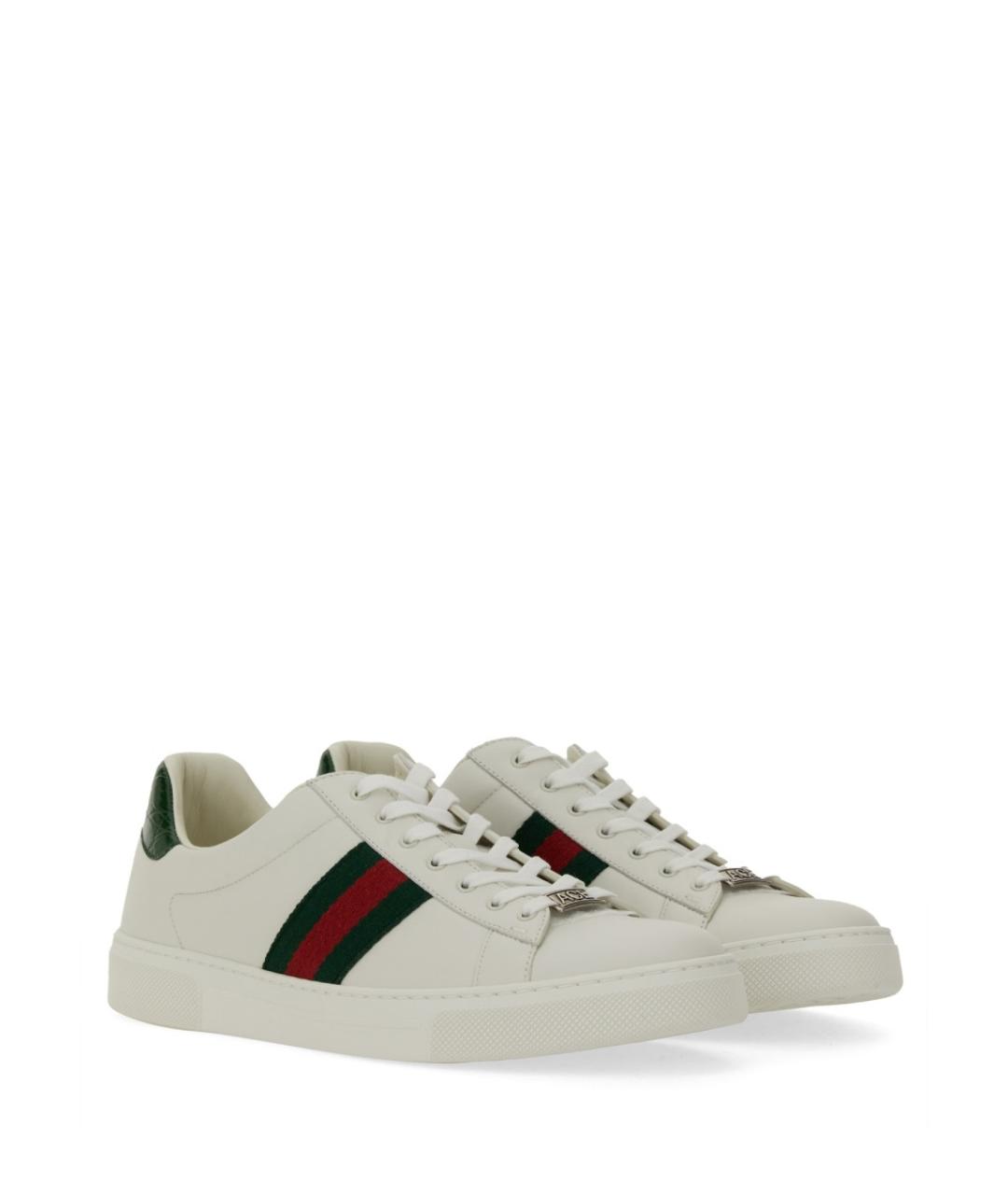 GUCCI Белые кожаные кроссовки, фото 2