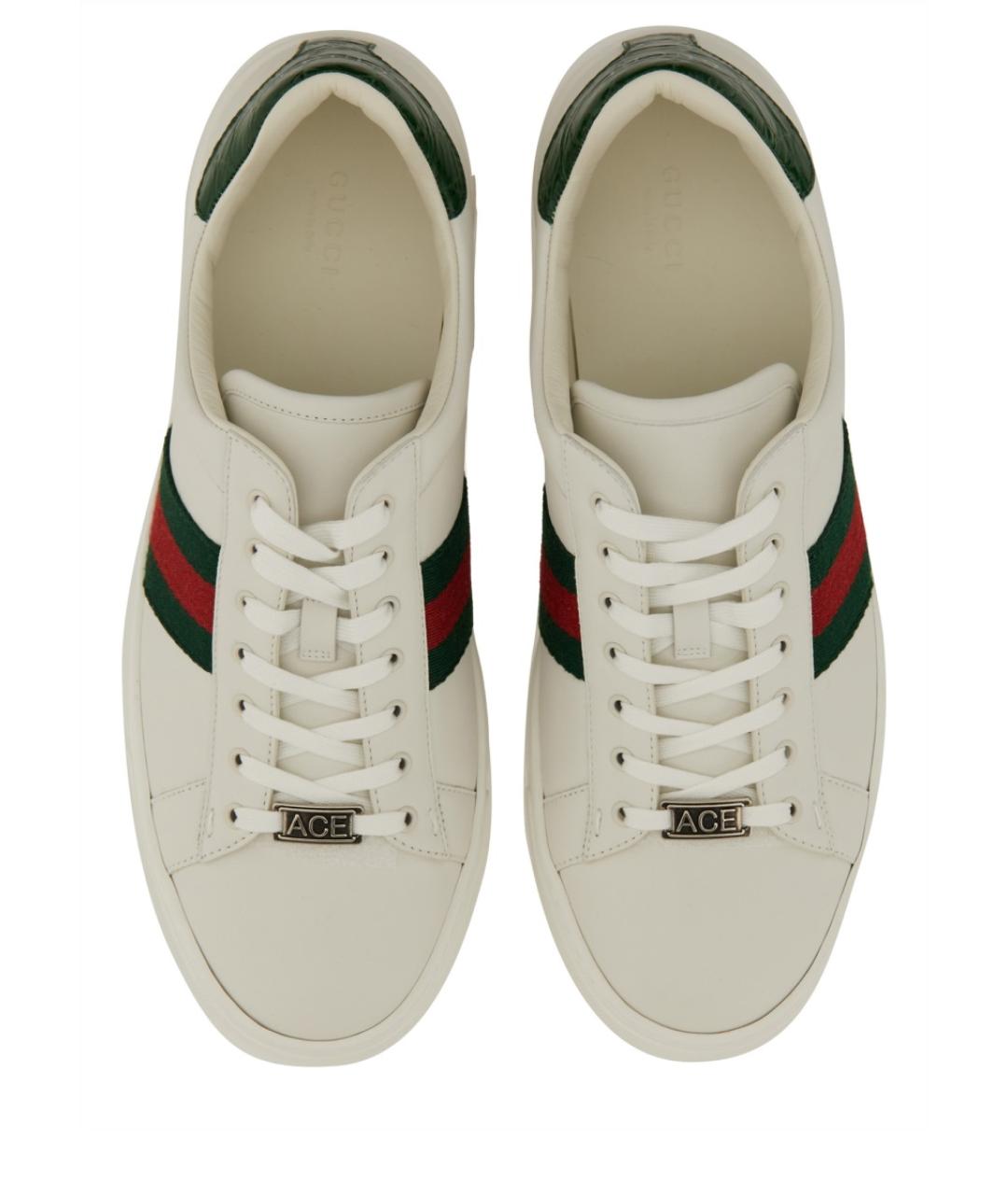 GUCCI Белые кожаные кроссовки, фото 4
