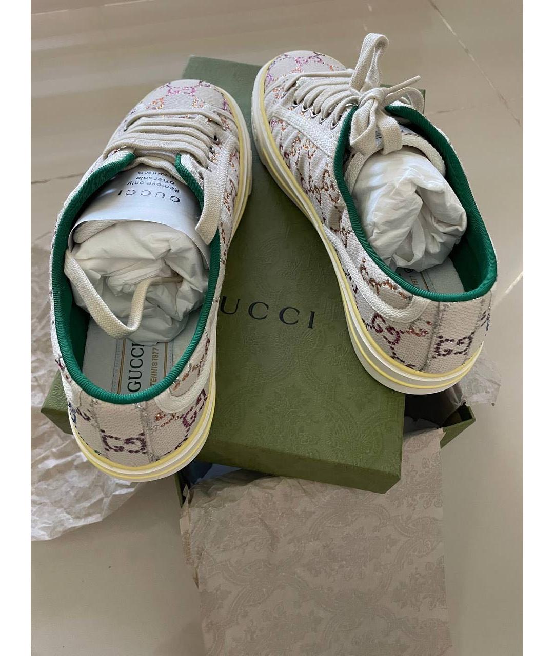 GUCCI Бежевые текстильные кеды, фото 4