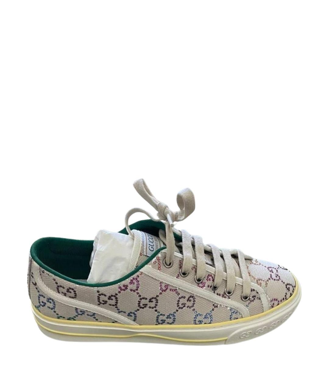GUCCI Бежевые текстильные кеды, фото 1