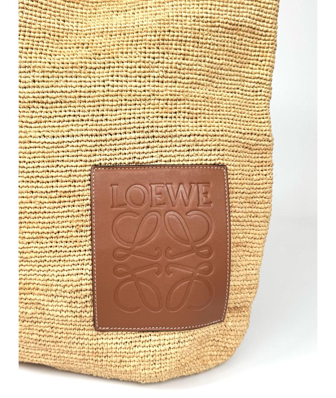LOEWE Бежевая плетеная пляжная сумка, фото 7