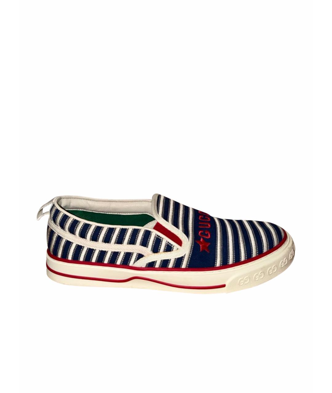 GUCCI Синие текстильные слипоны, фото 1