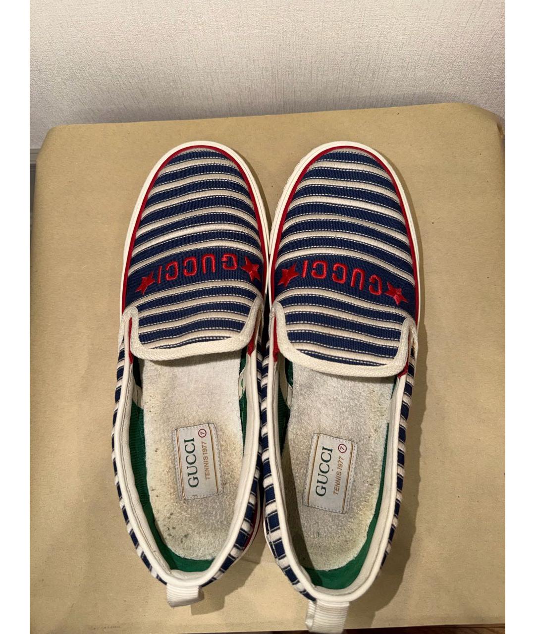 GUCCI Синие текстильные слипоны, фото 3