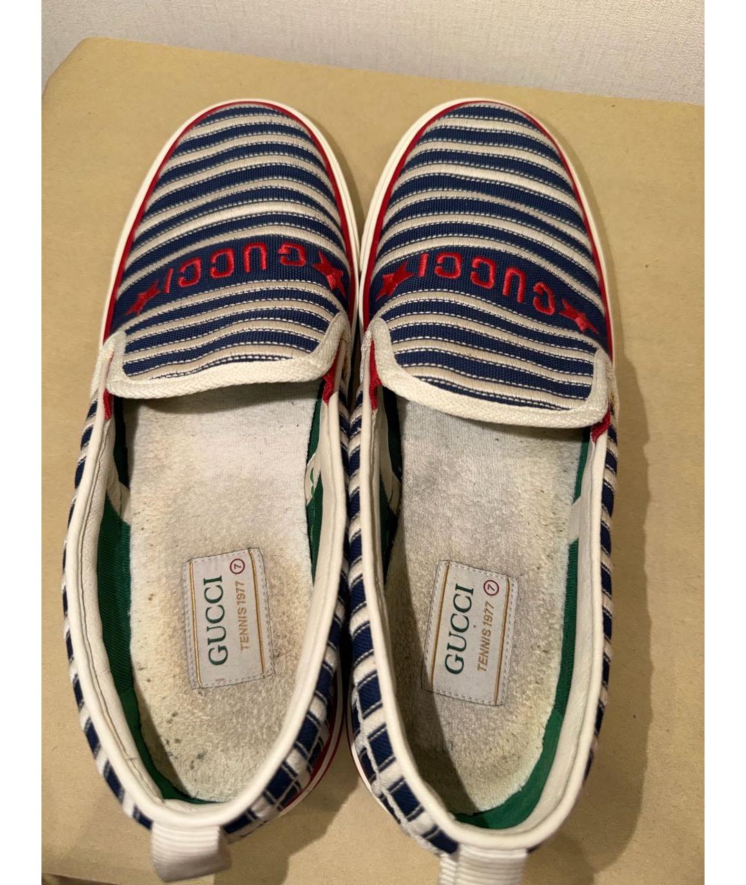GUCCI Синие текстильные слипоны, фото 6
