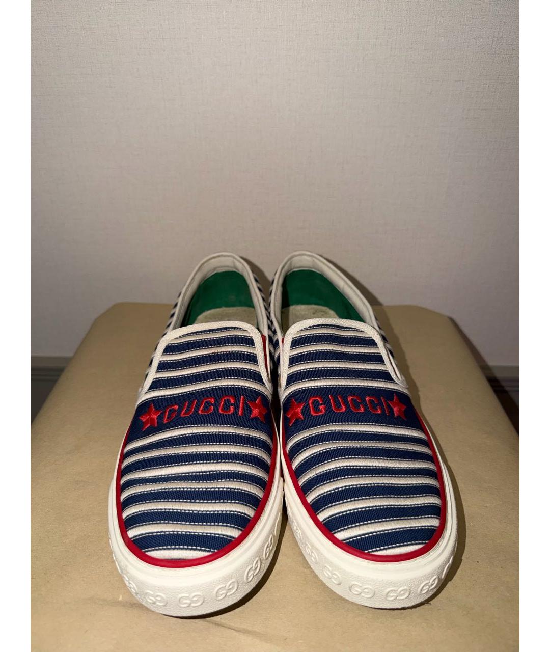 GUCCI Синие текстильные слипоны, фото 2