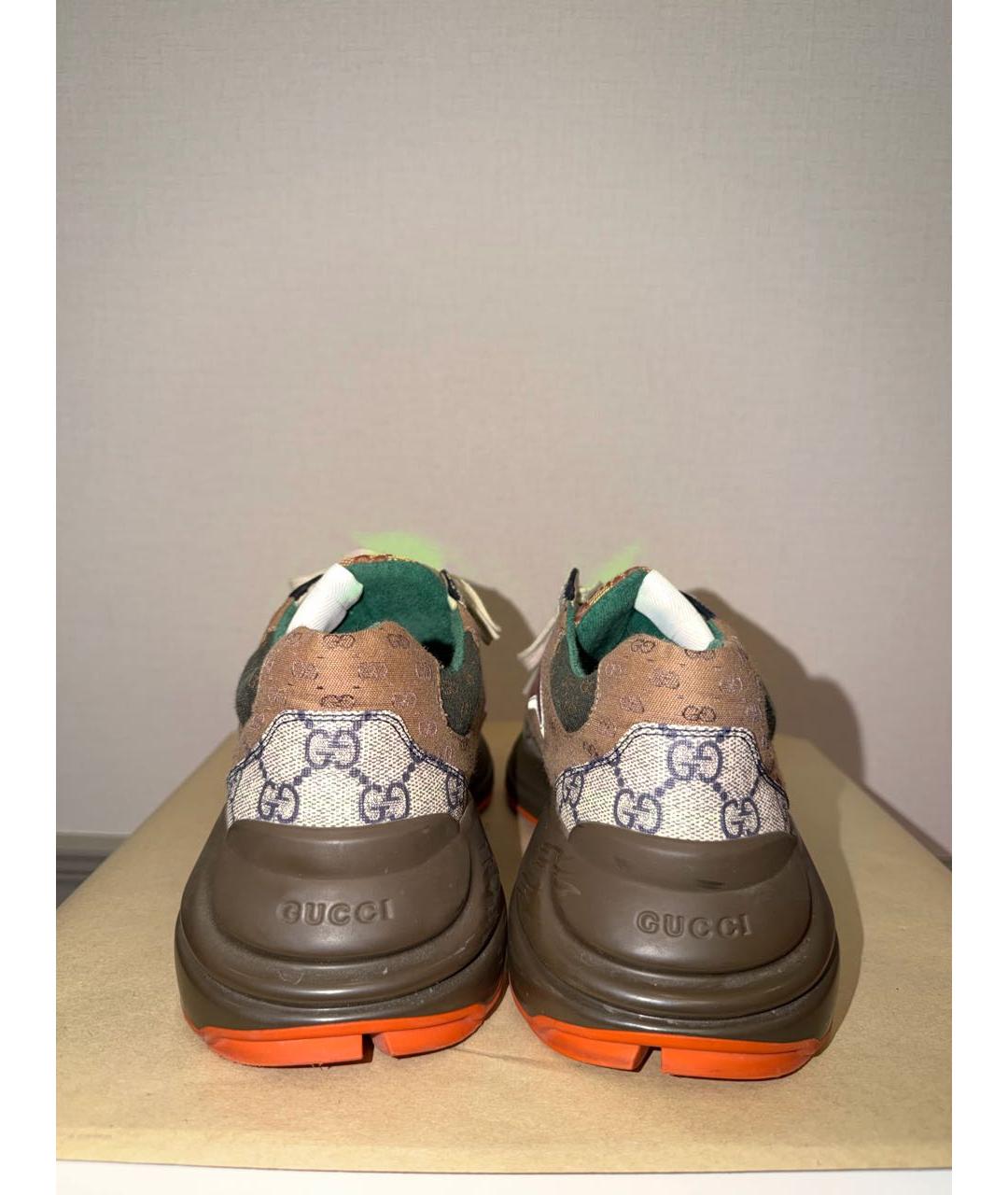 GUCCI Бордовые кожаные низкие кроссовки / кеды, фото 4