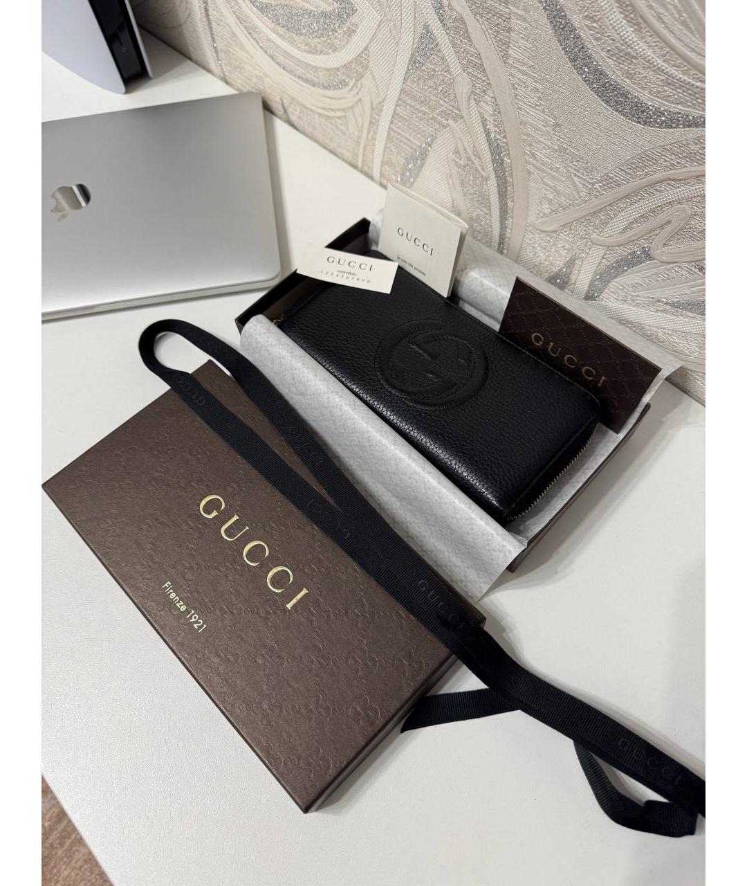 GUCCI Черный кожаный кошелек, фото 6