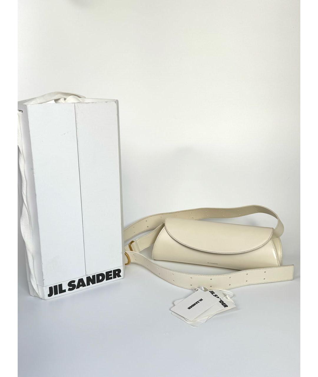 JIL SANDER Белая кожаная сумка через плечо, фото 6