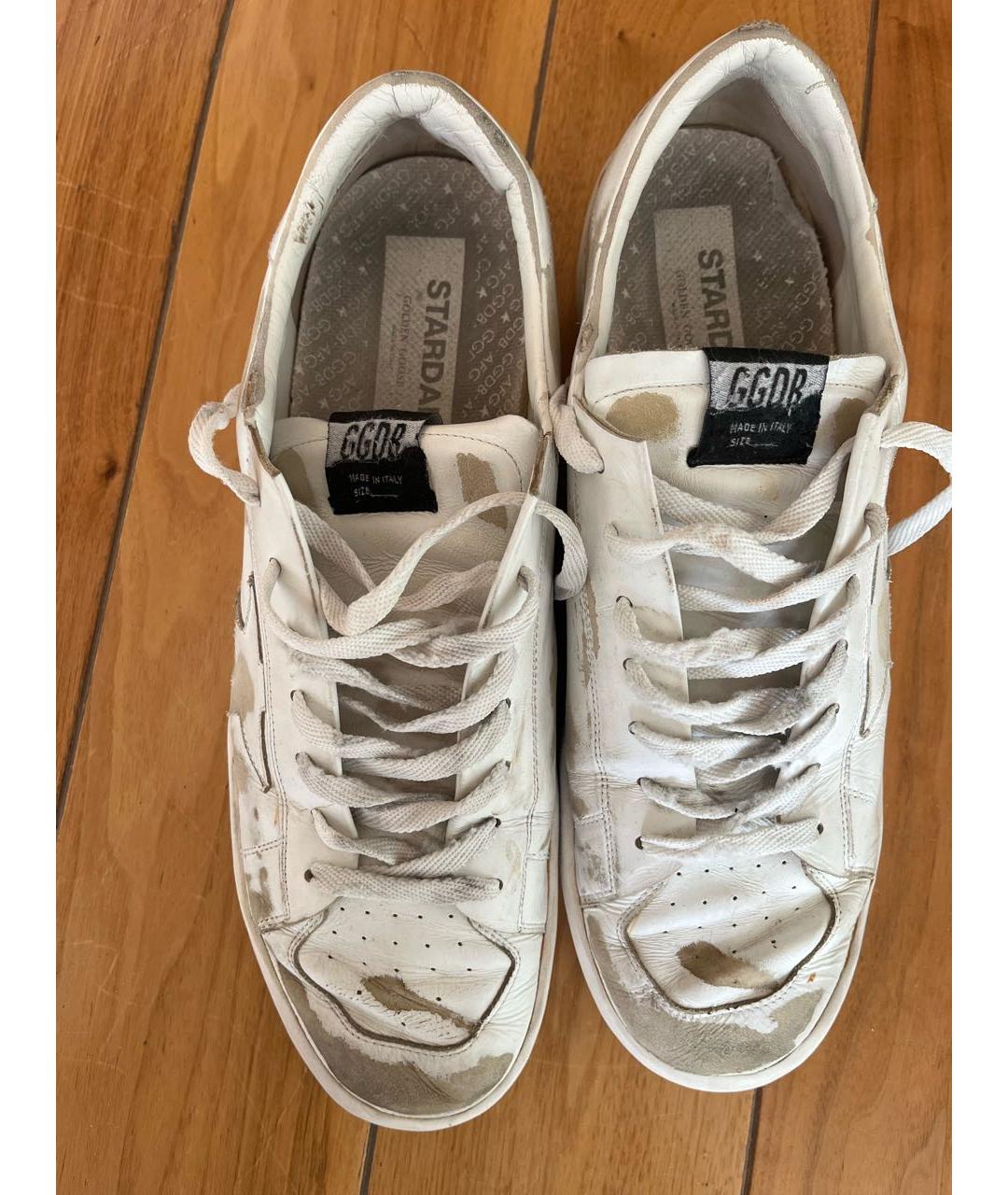 GOLDEN GOOSE DELUXE BRAND Белые кожаные низкие кроссовки / кеды, фото 2
