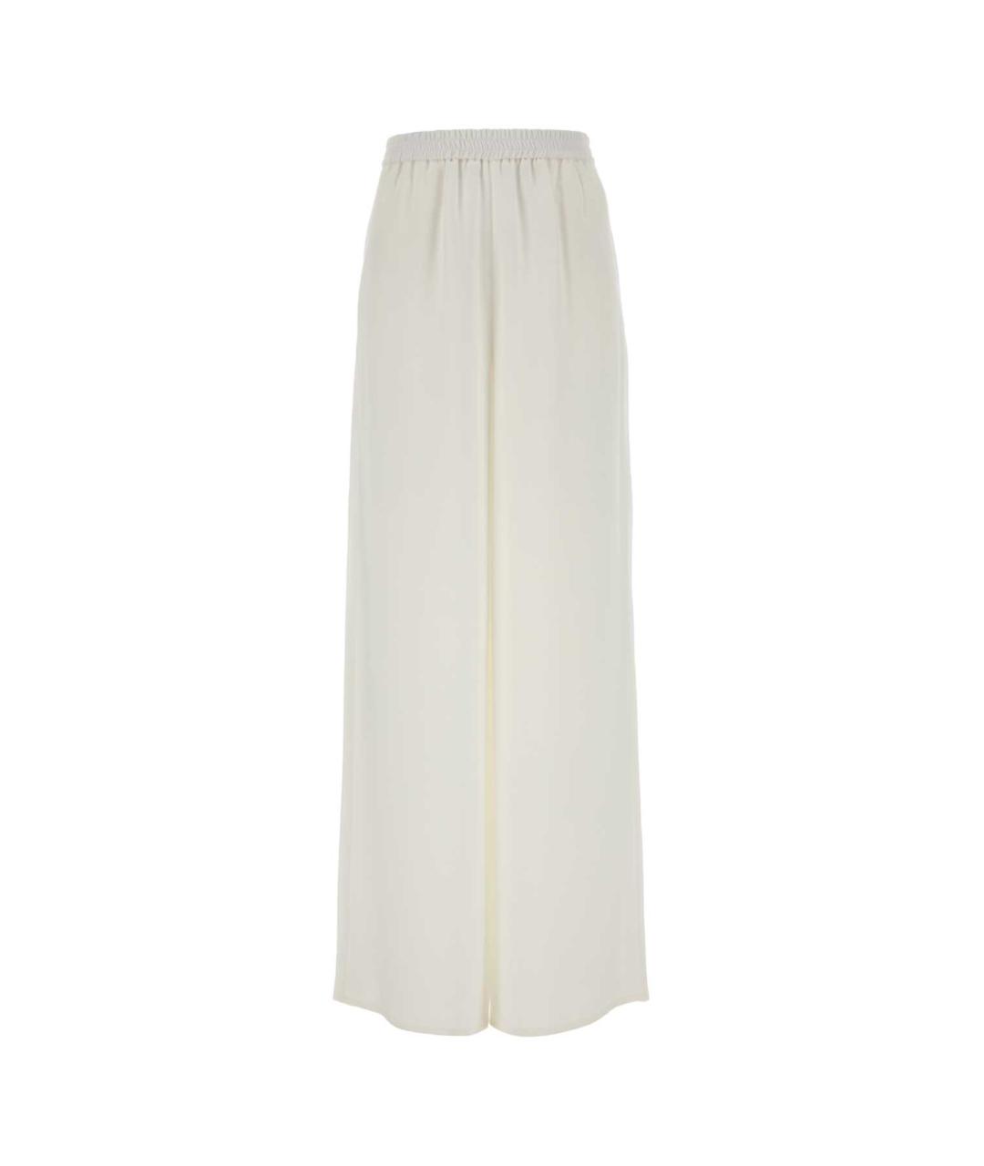MAX MARA Белые шелковые прямые брюки, фото 1
