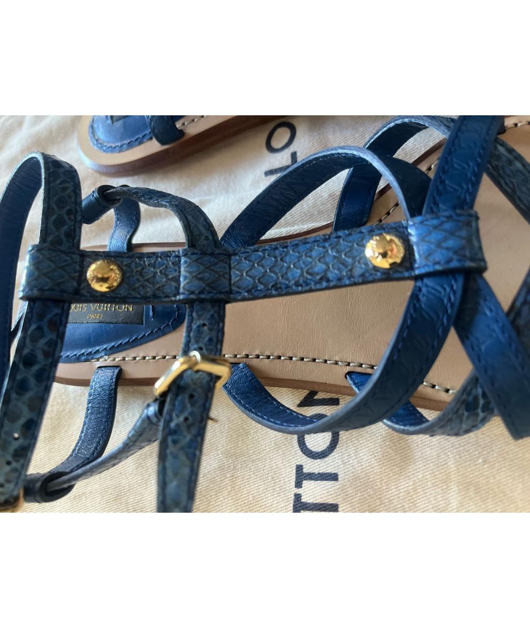 LOUIS VUITTON Синие кожаные сандалии, фото 6