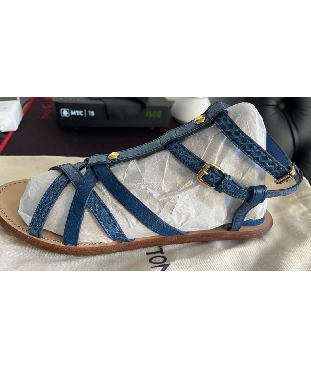 LOUIS VUITTON Синие кожаные сандалии, фото 5