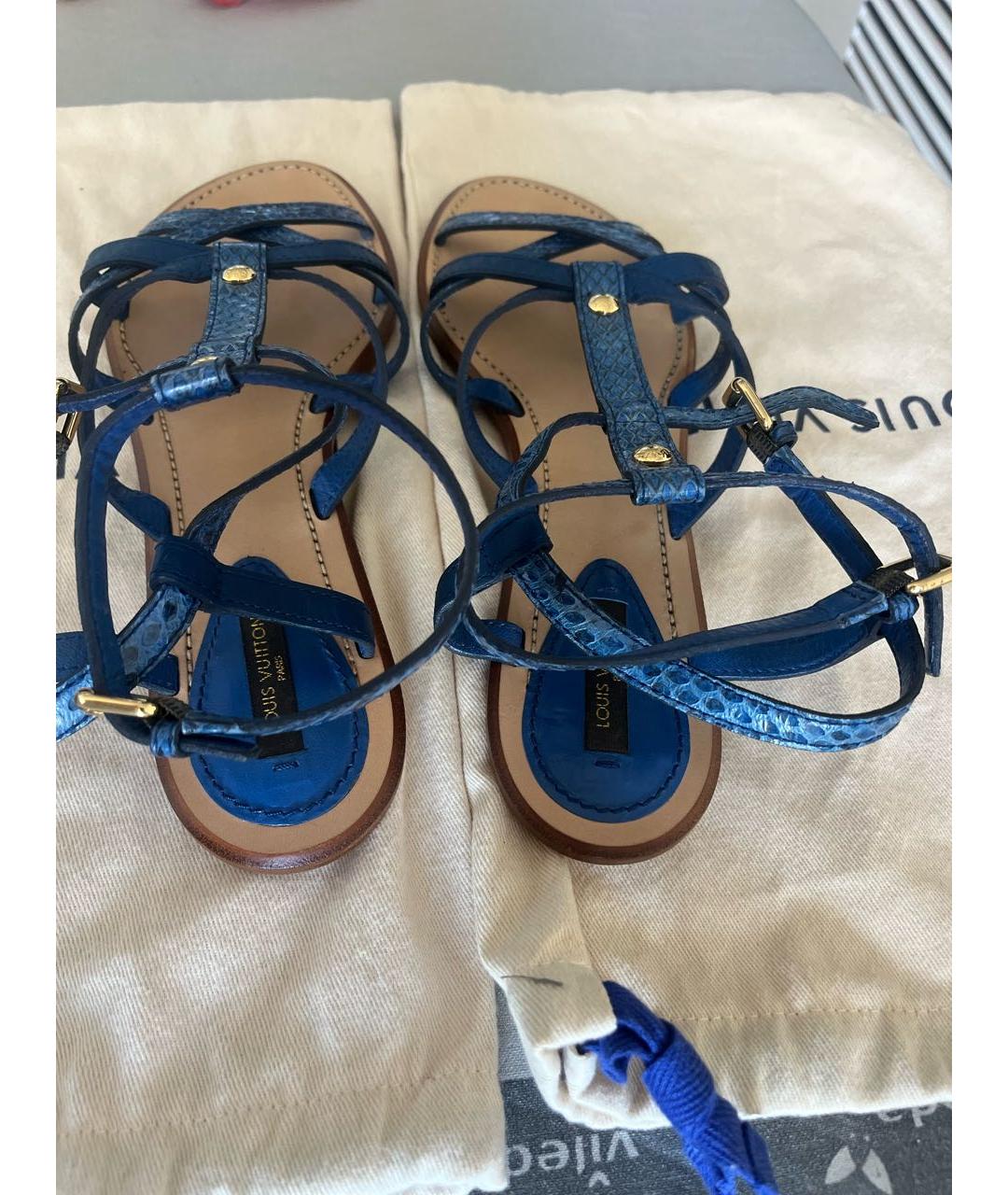 LOUIS VUITTON Синие кожаные сандалии, фото 3