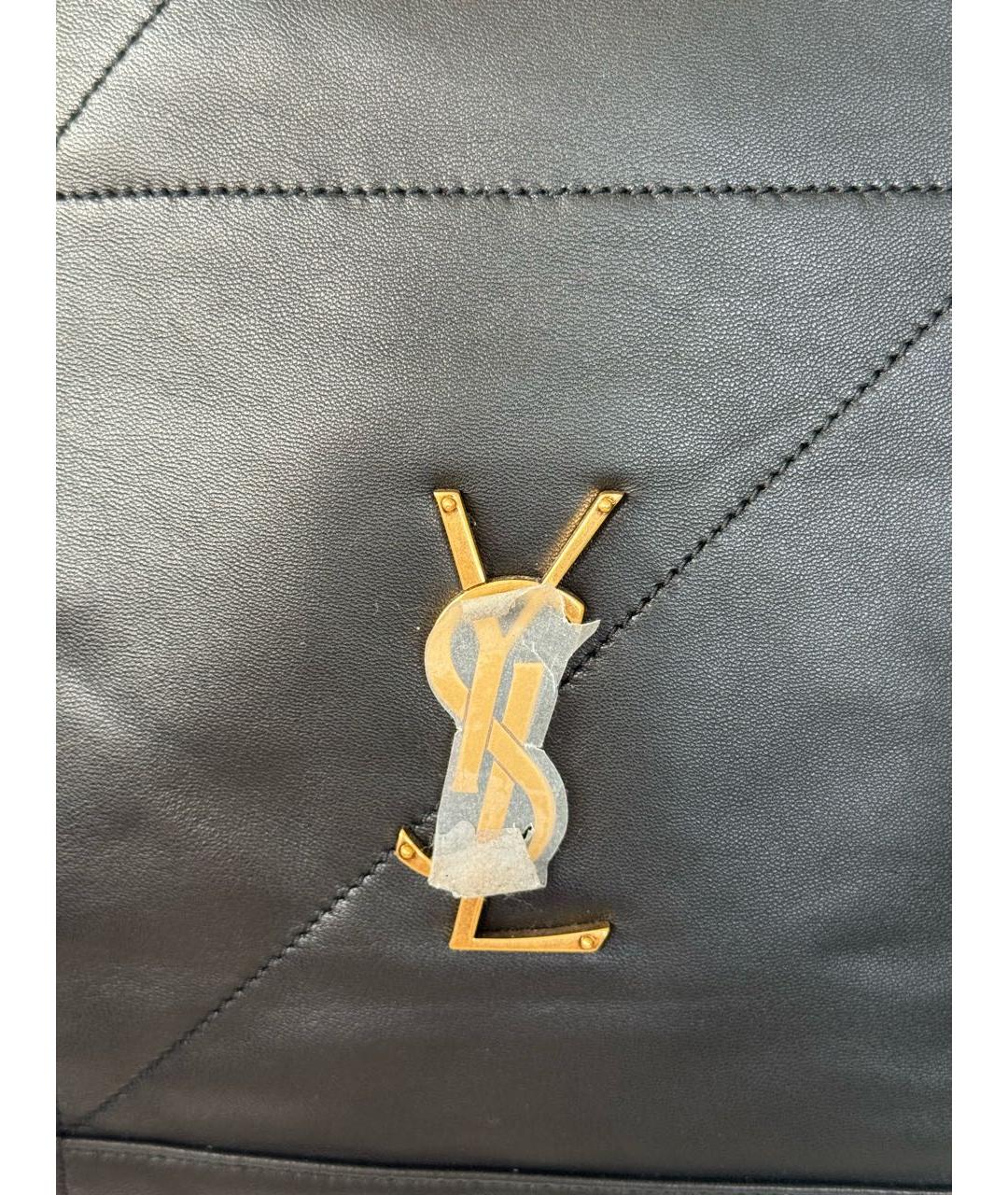 SAINT LAURENT Черная кожаная сумка тоут, фото 7
