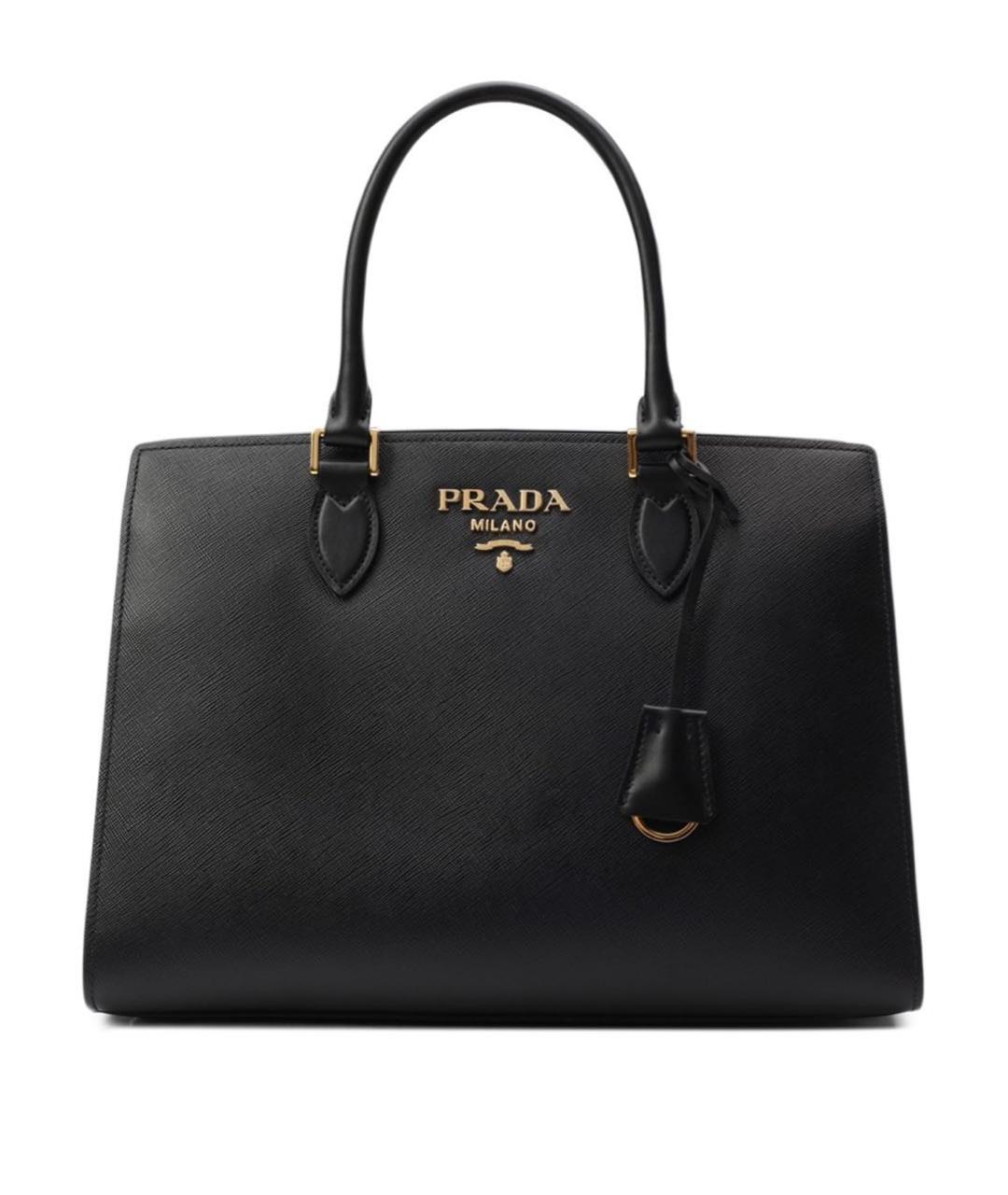 PRADA Черная кожаная сумка с короткими ручками, фото 1
